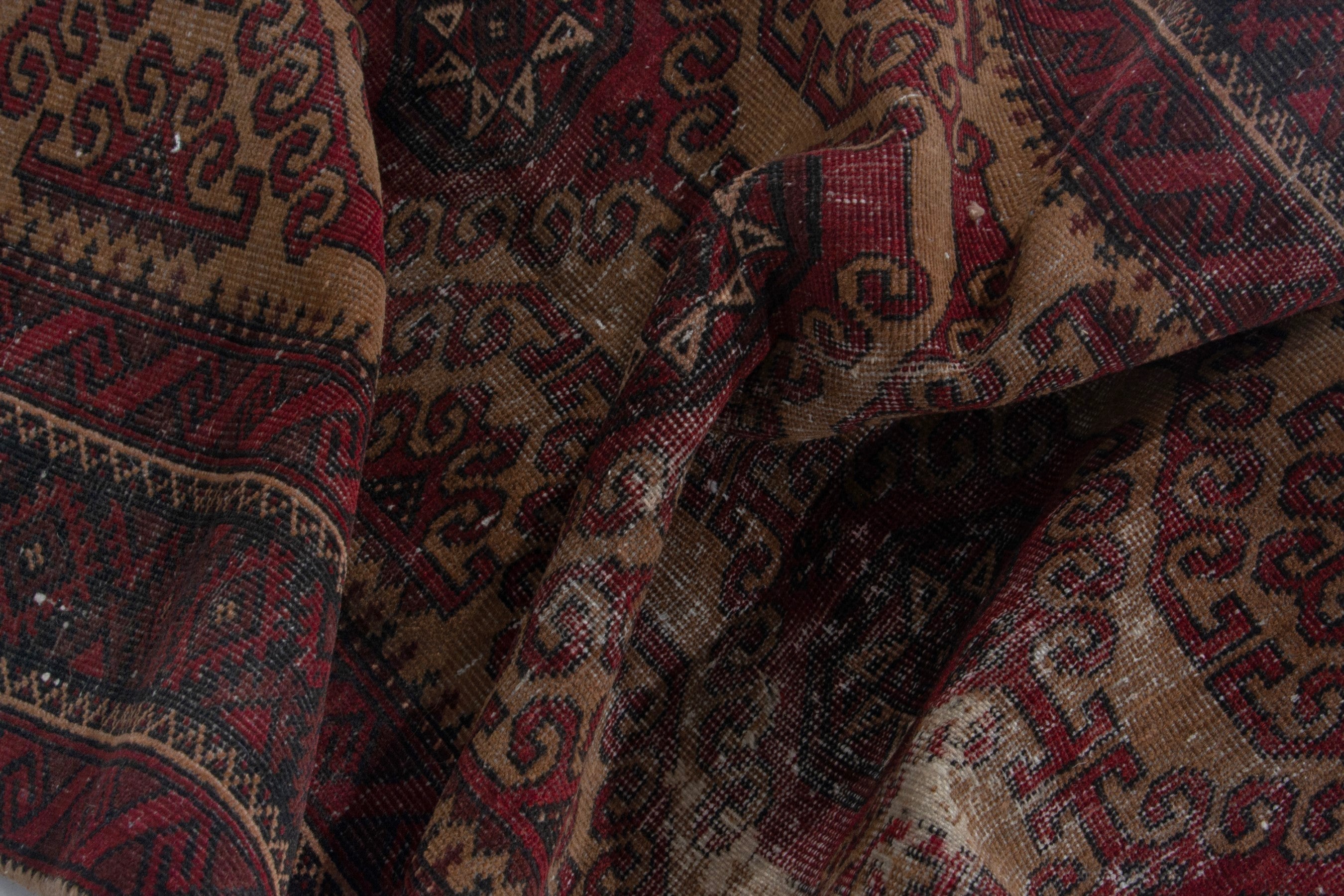 Persian Baluch accent rug in burgundy and deep red, view 16 of 17