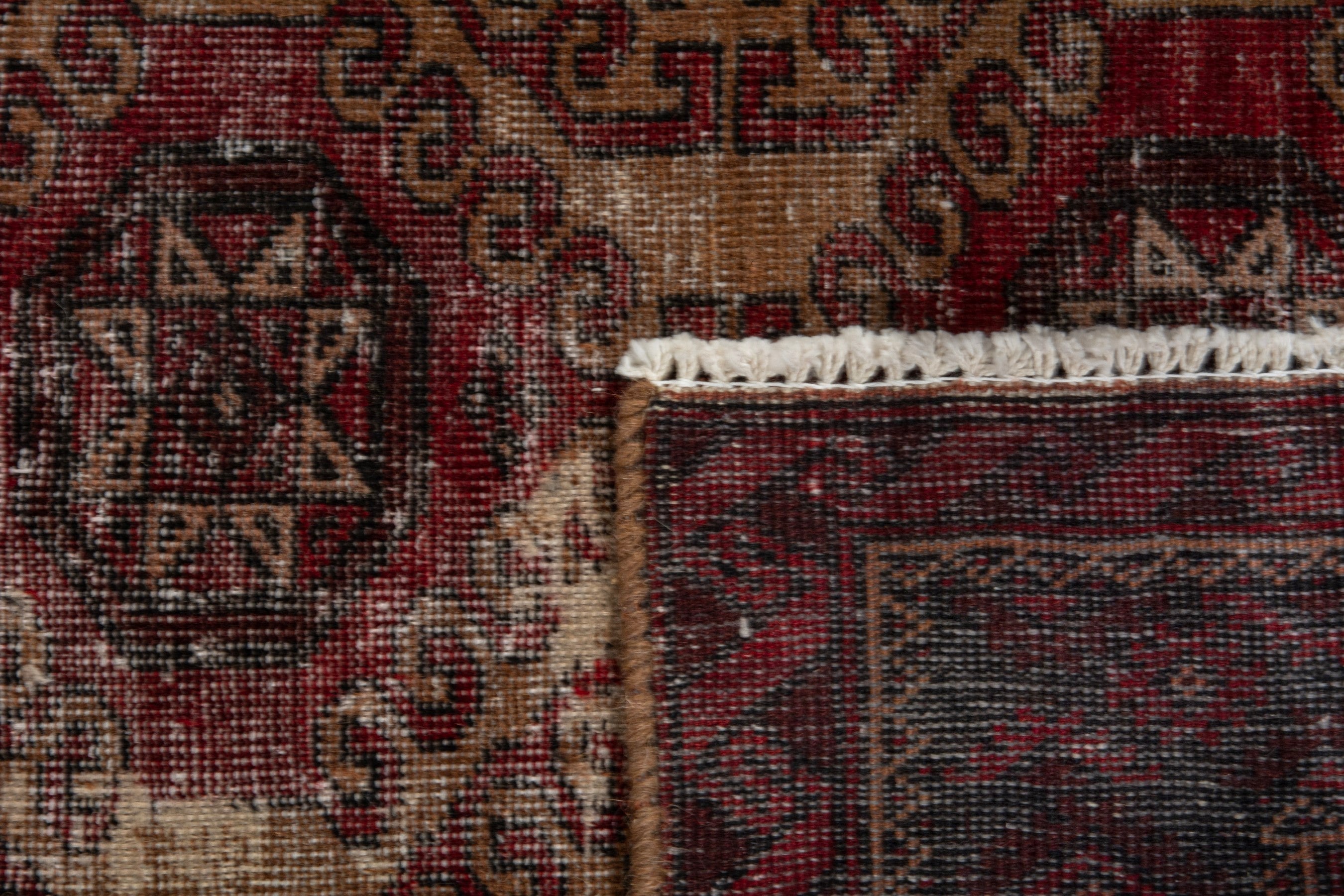 Persian Baluch accent rug in burgundy and deep red, view 17 of 17