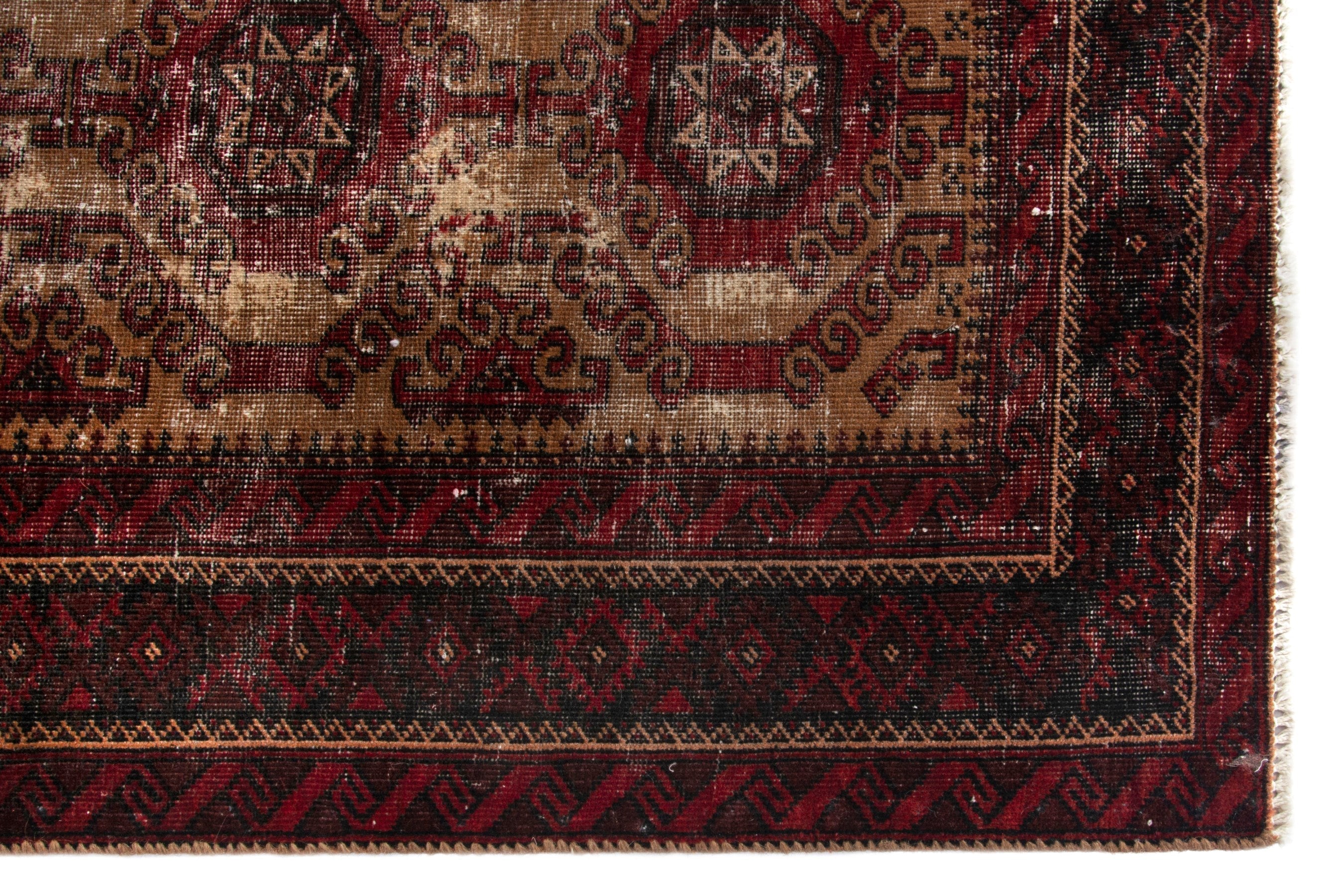 Persian Baluch accent rug in burgundy and deep red, view 9 of 17