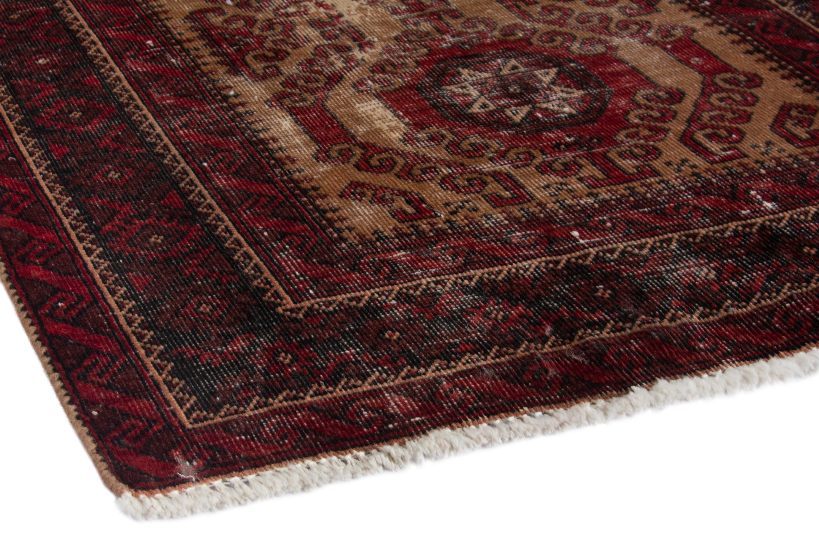 Persian Baluch accent rug in burgundy and deep red, view 4 of 17