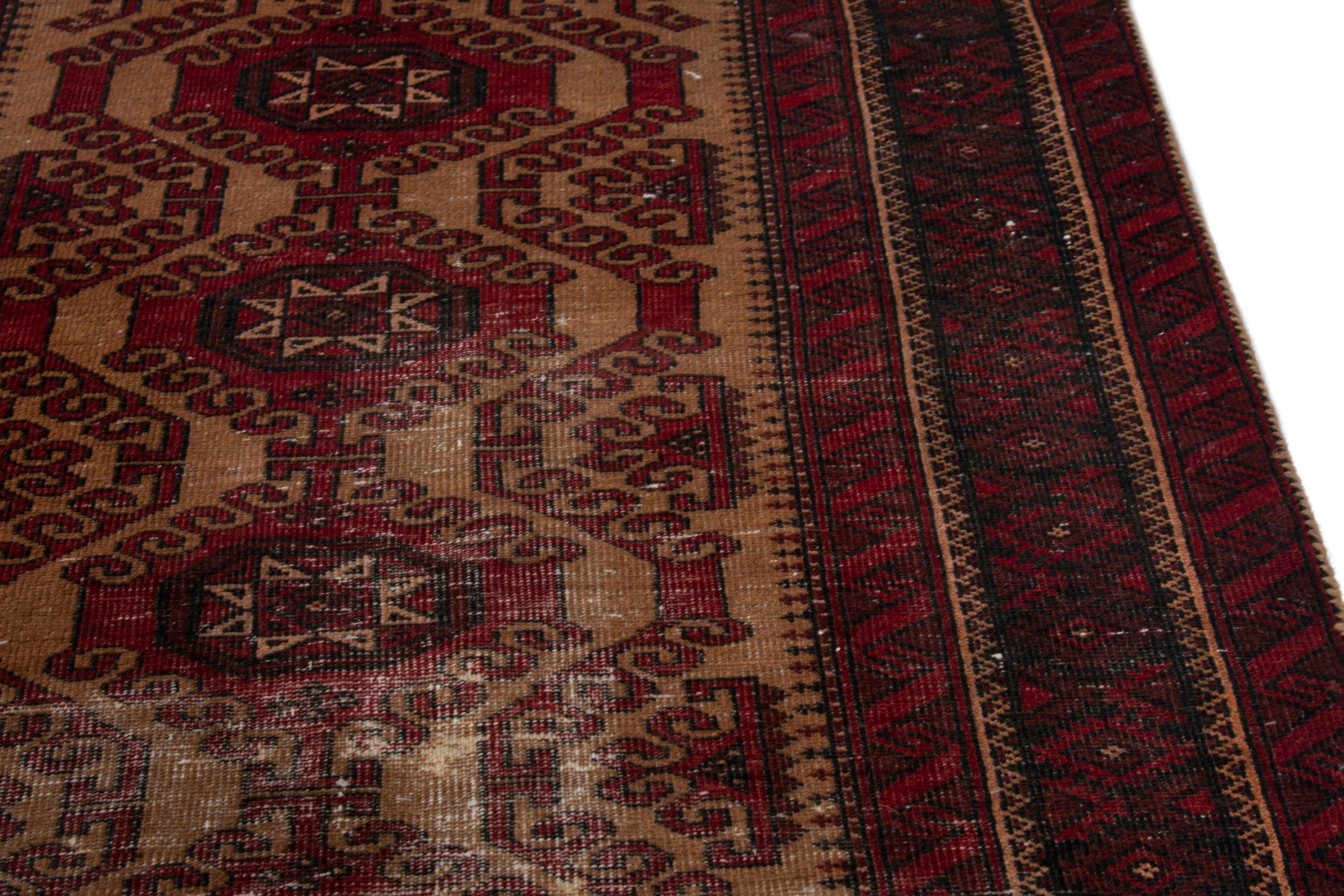 Persian Baluch accent rug in burgundy and deep red, view 8 of 17