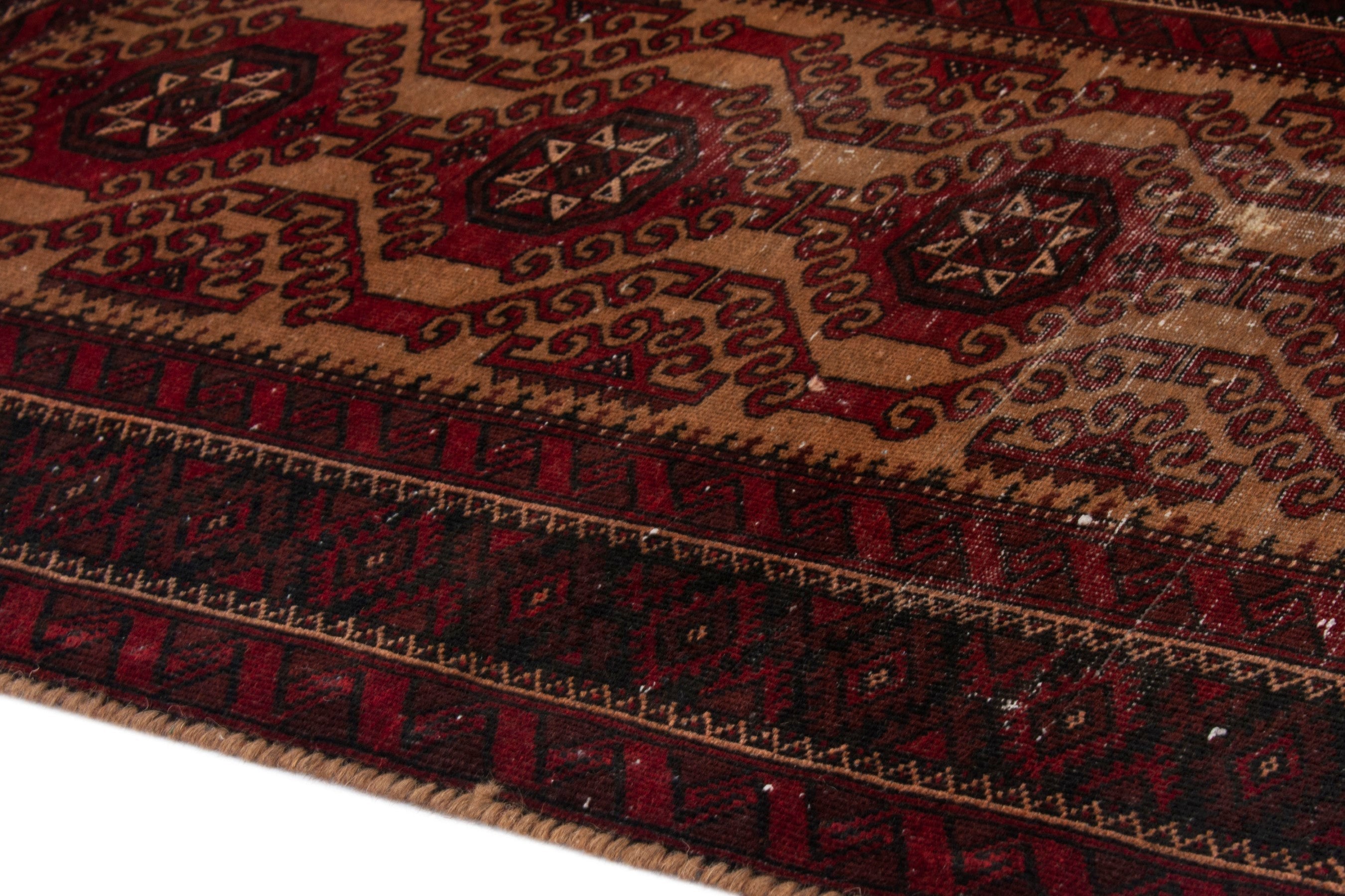 Persian Baluch accent rug in burgundy and deep red, view 5 of 17