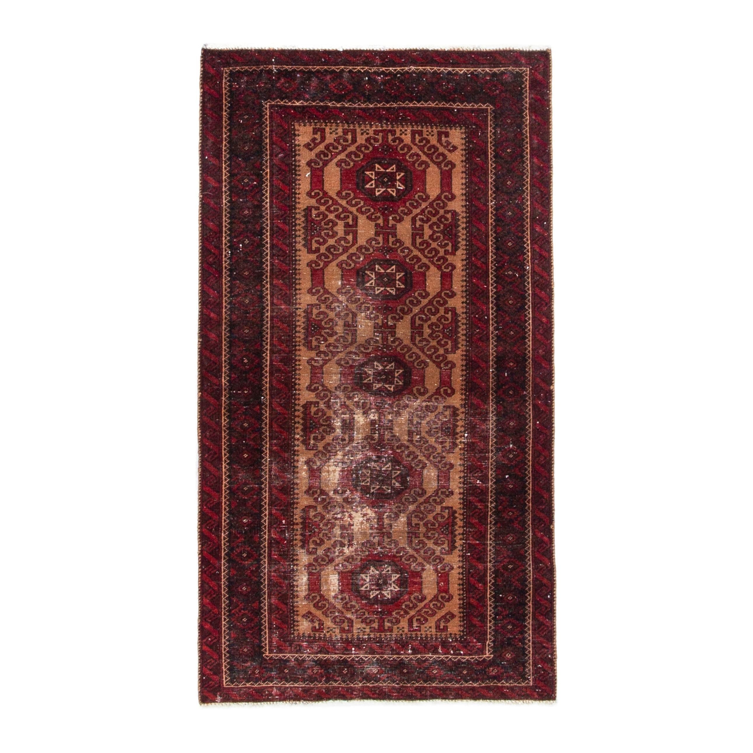 Persian Baluch accent rug in burgundy and deep red, 2'11" x 5'4"