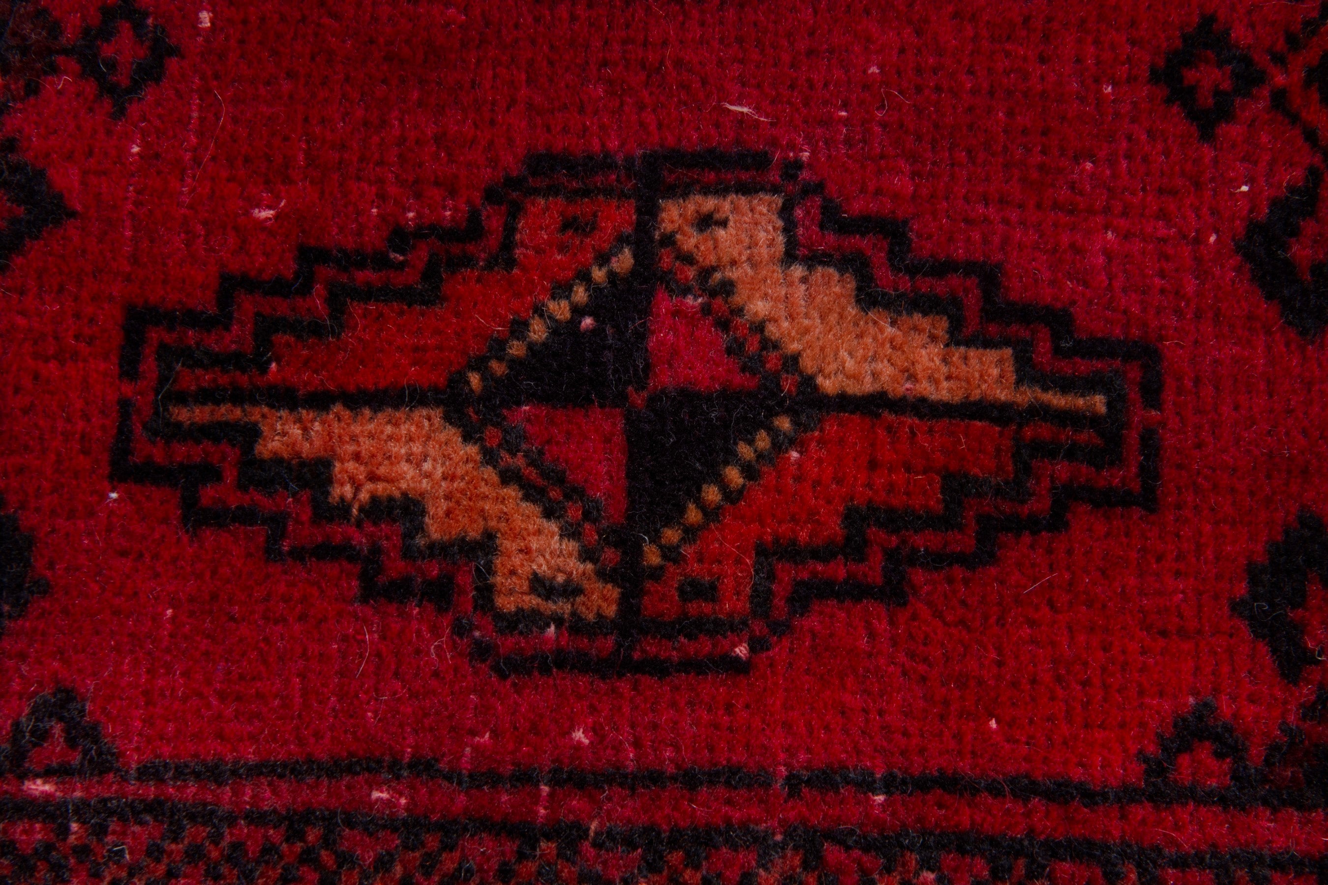 Persian Baluch accent rug in deep red and burgundy, view 11 of 17