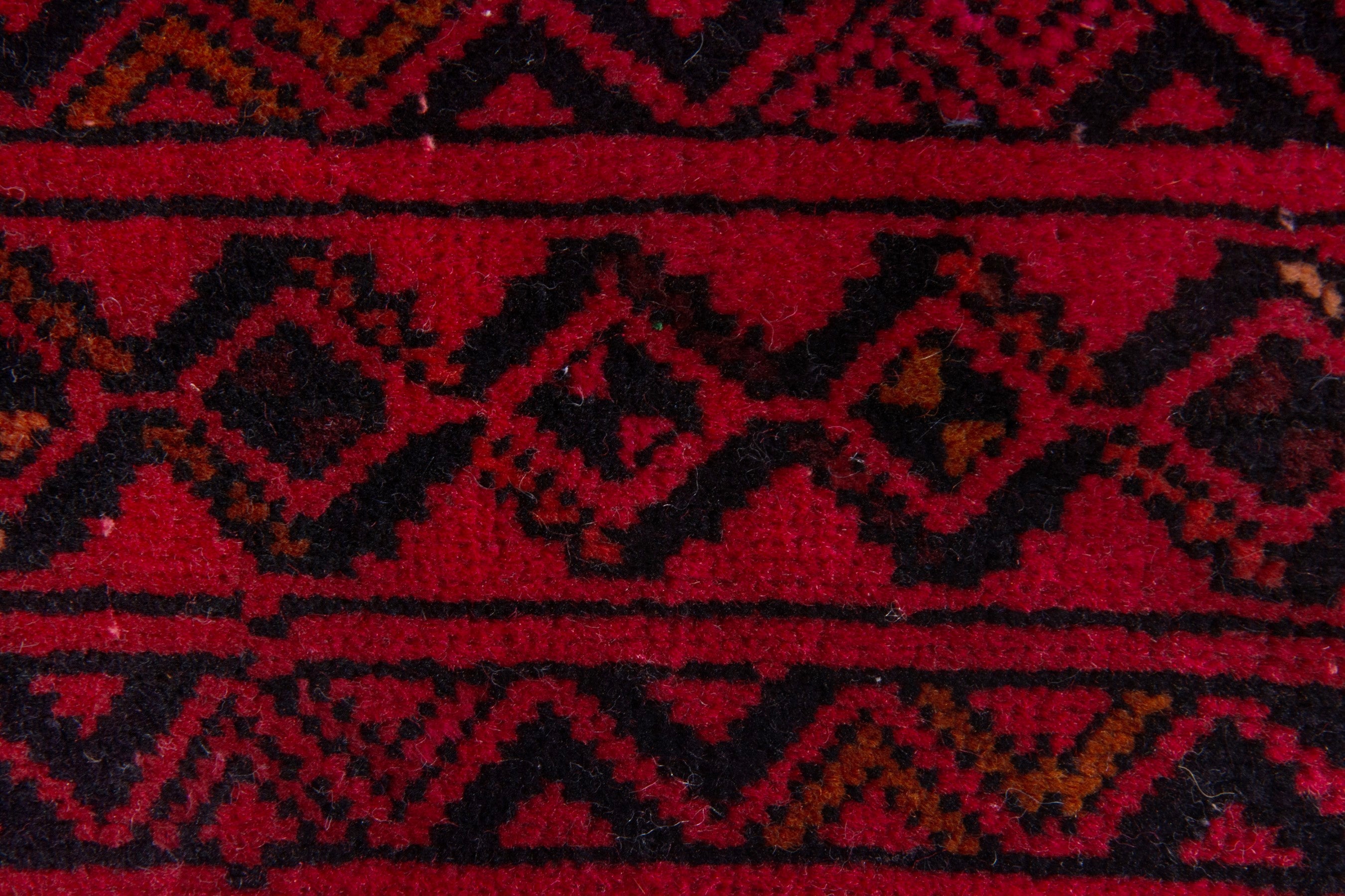 Persian Baluch accent rug in deep red and burgundy, view 12 of 17