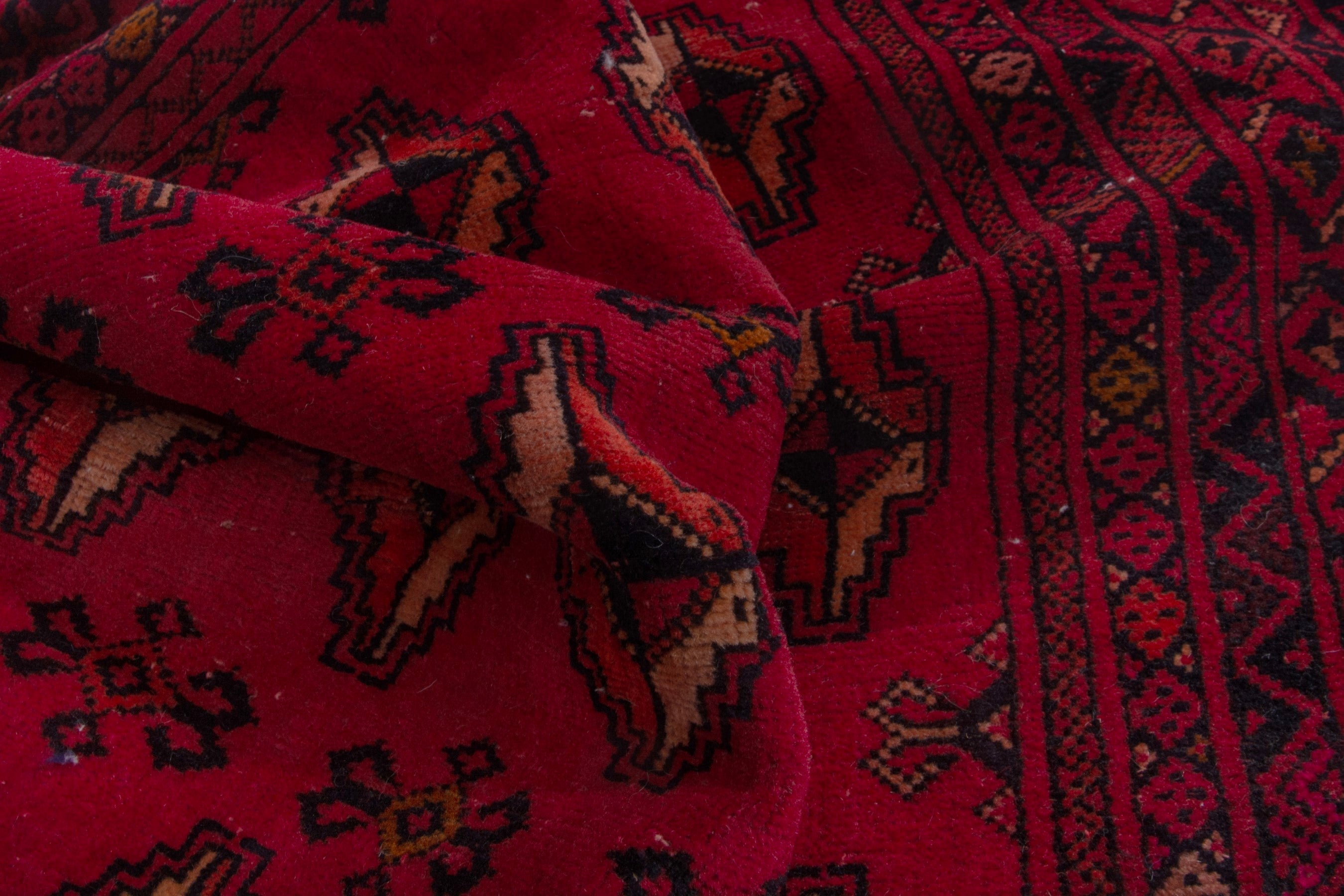 Persian Baluch accent rug in deep red and burgundy, view 15 of 17