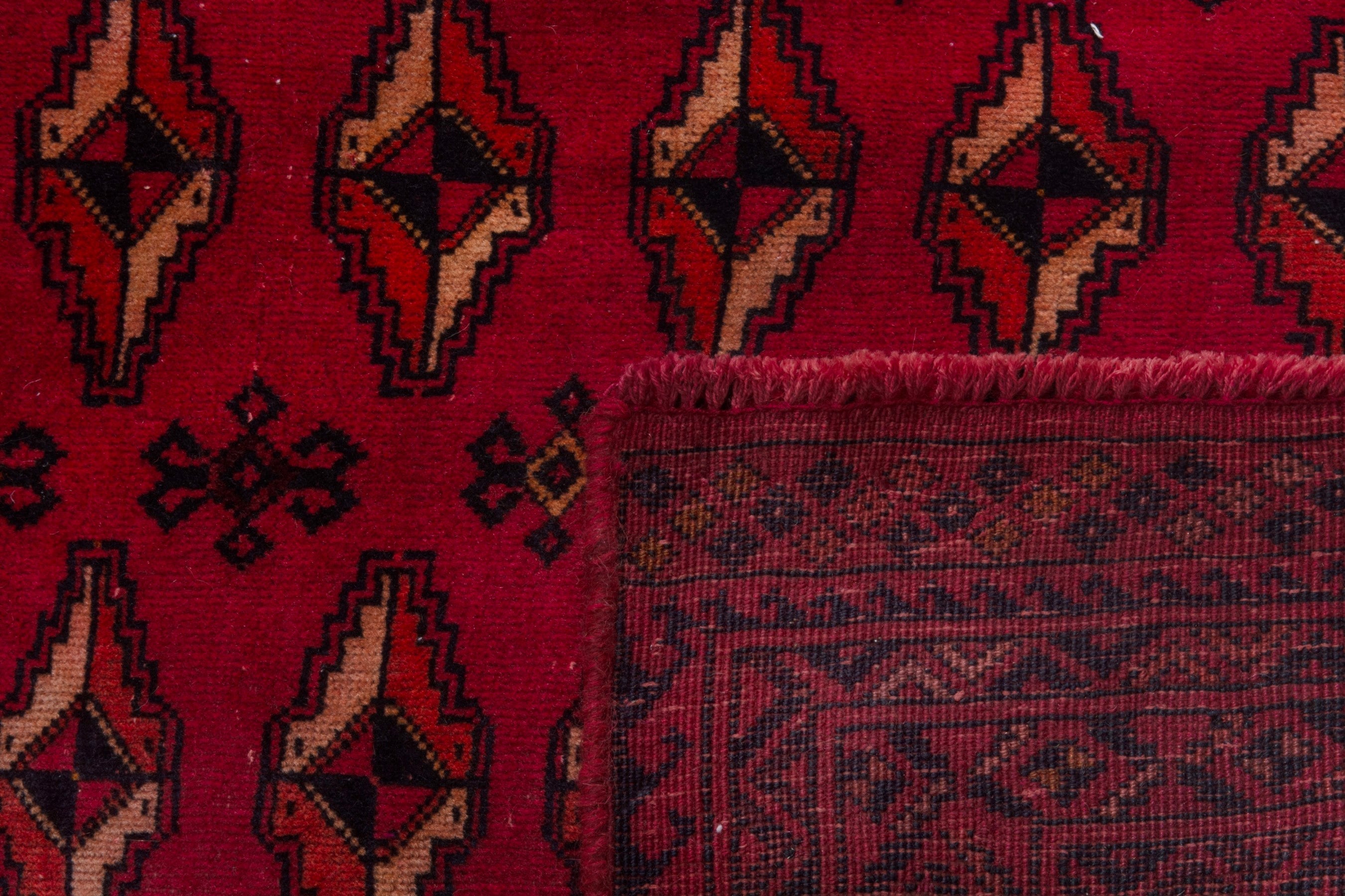 Persian Baluch accent rug in deep red and burgundy, view 17 of 17