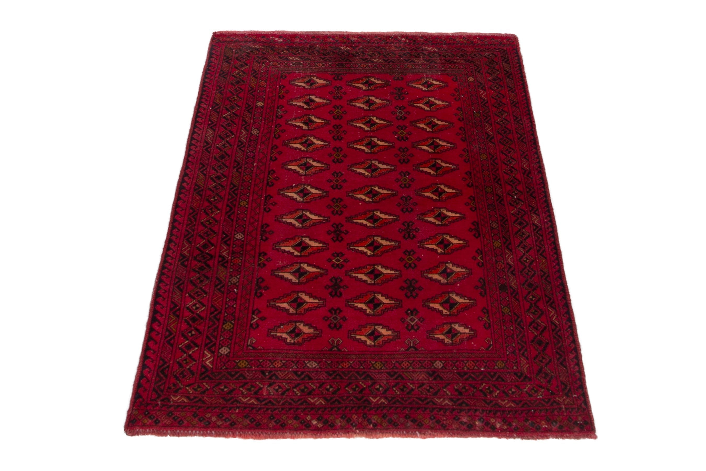 Persian Baluch accent rug in deep red and burgundy, view 2 of 17