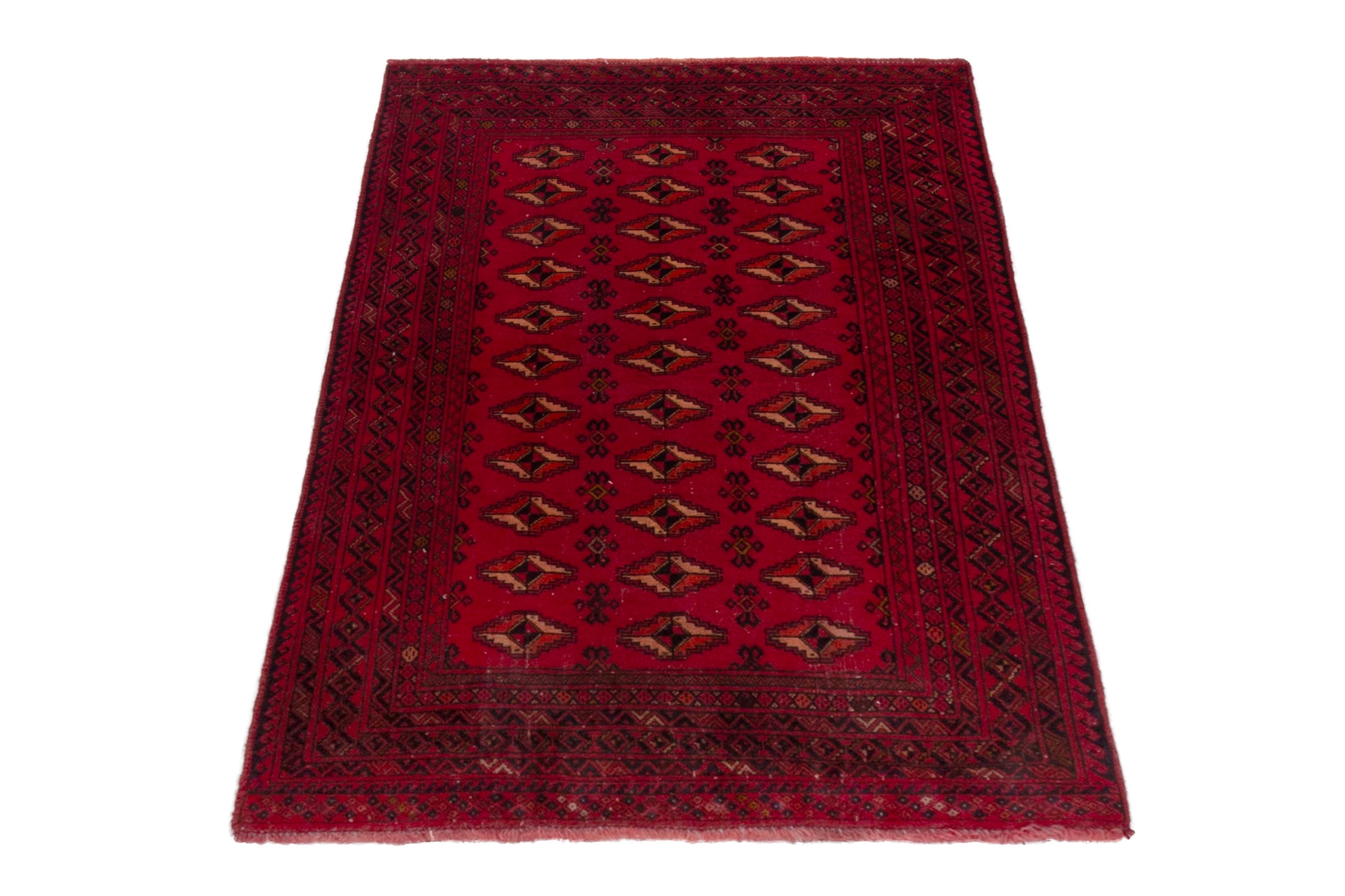 Persian Baluch accent rug in deep red and burgundy, view 3 of 17