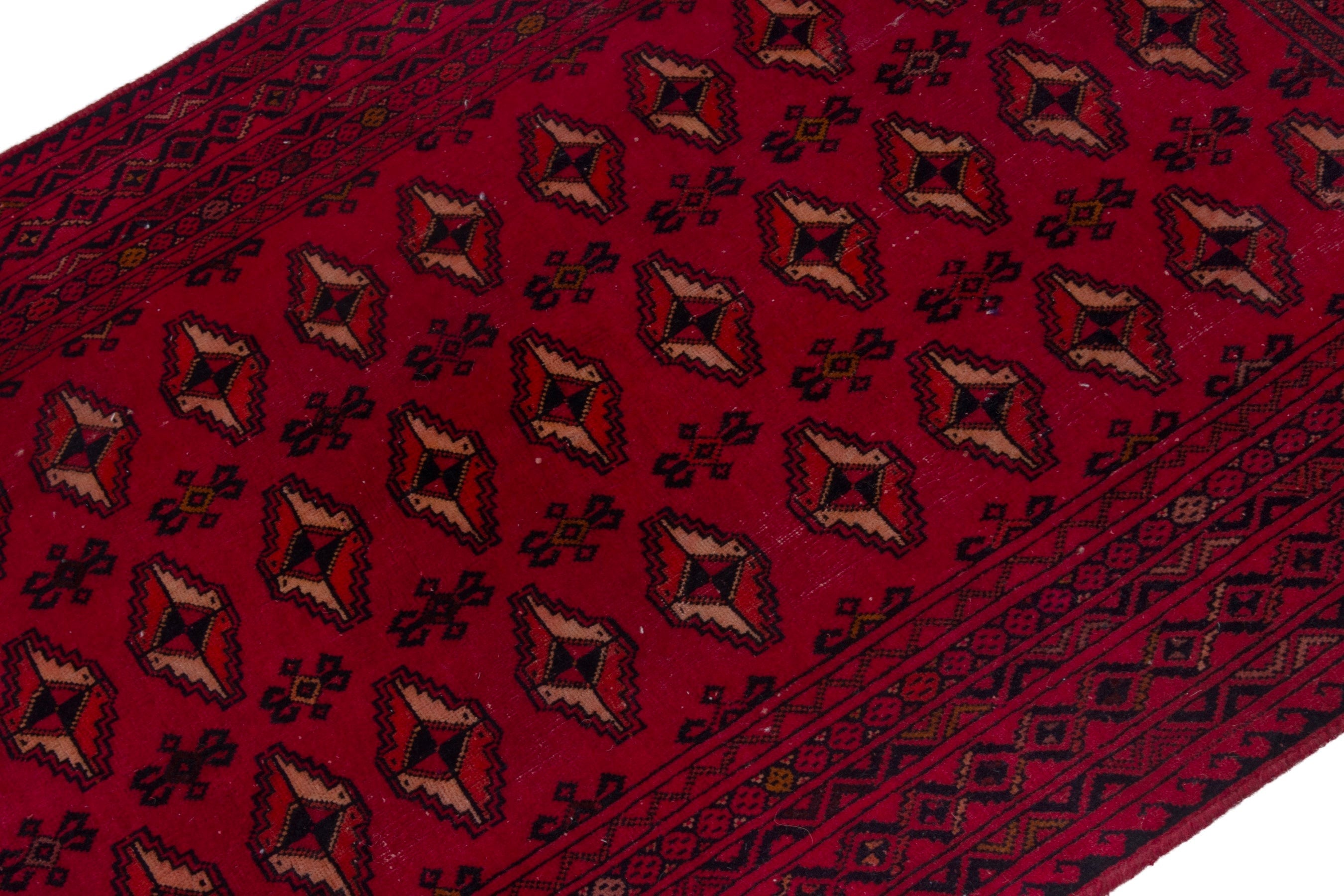 Persian Baluch accent rug in deep red and burgundy, view 6 of 17