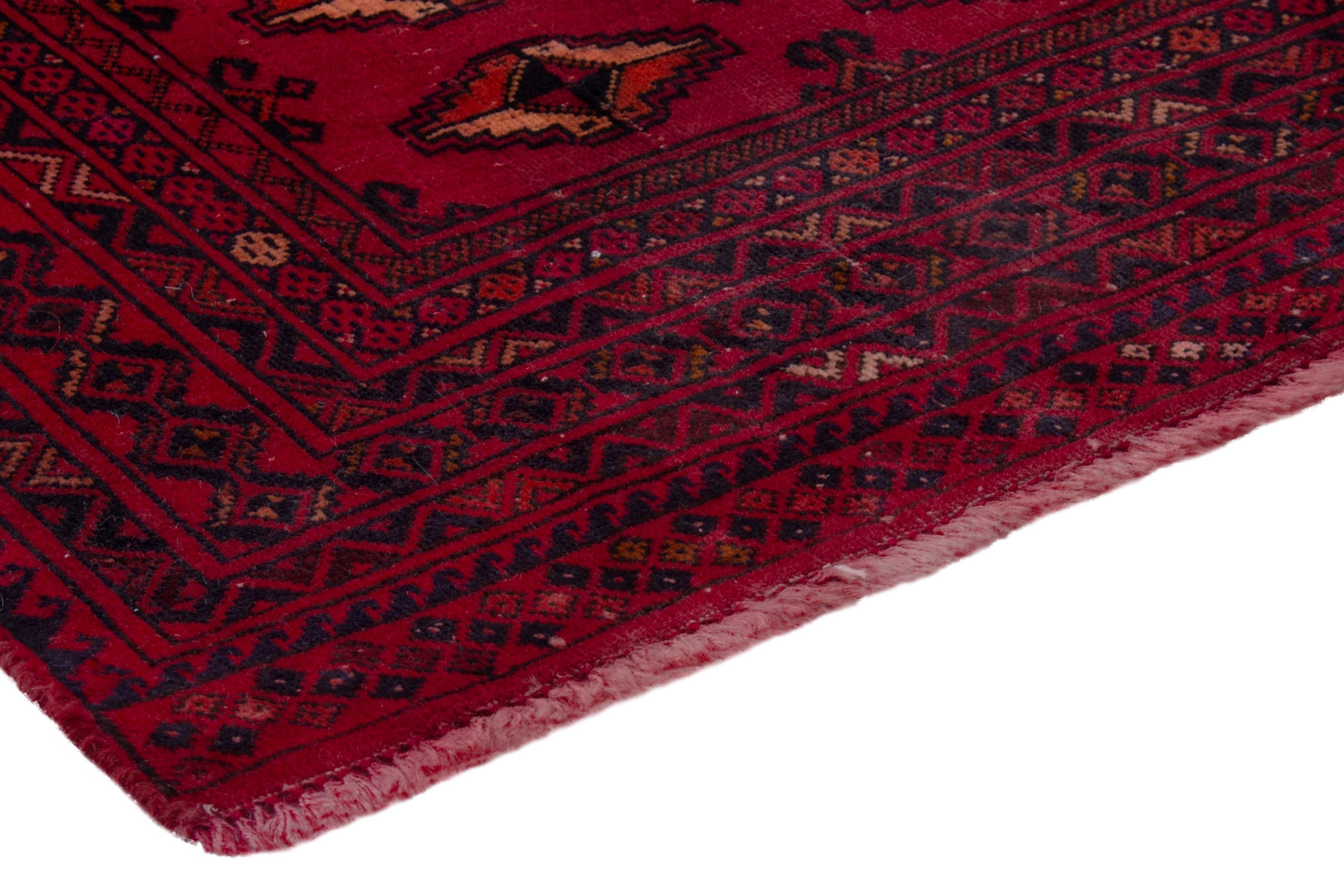 Persian Baluch accent rug in deep red and burgundy, view 4 of 17
