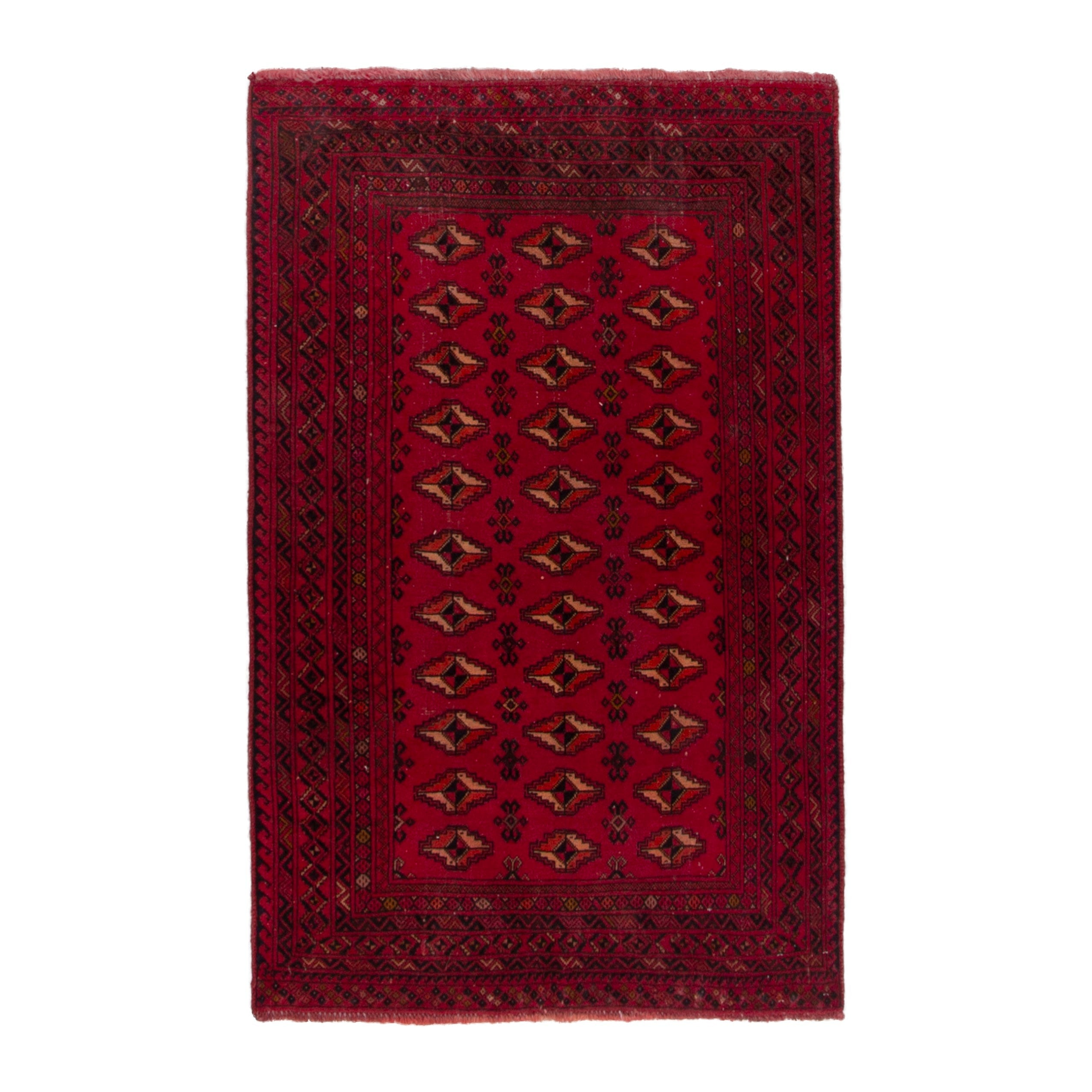 Persian Baluch accent rug in deep red and burgundy, 3'4" x 4'9"