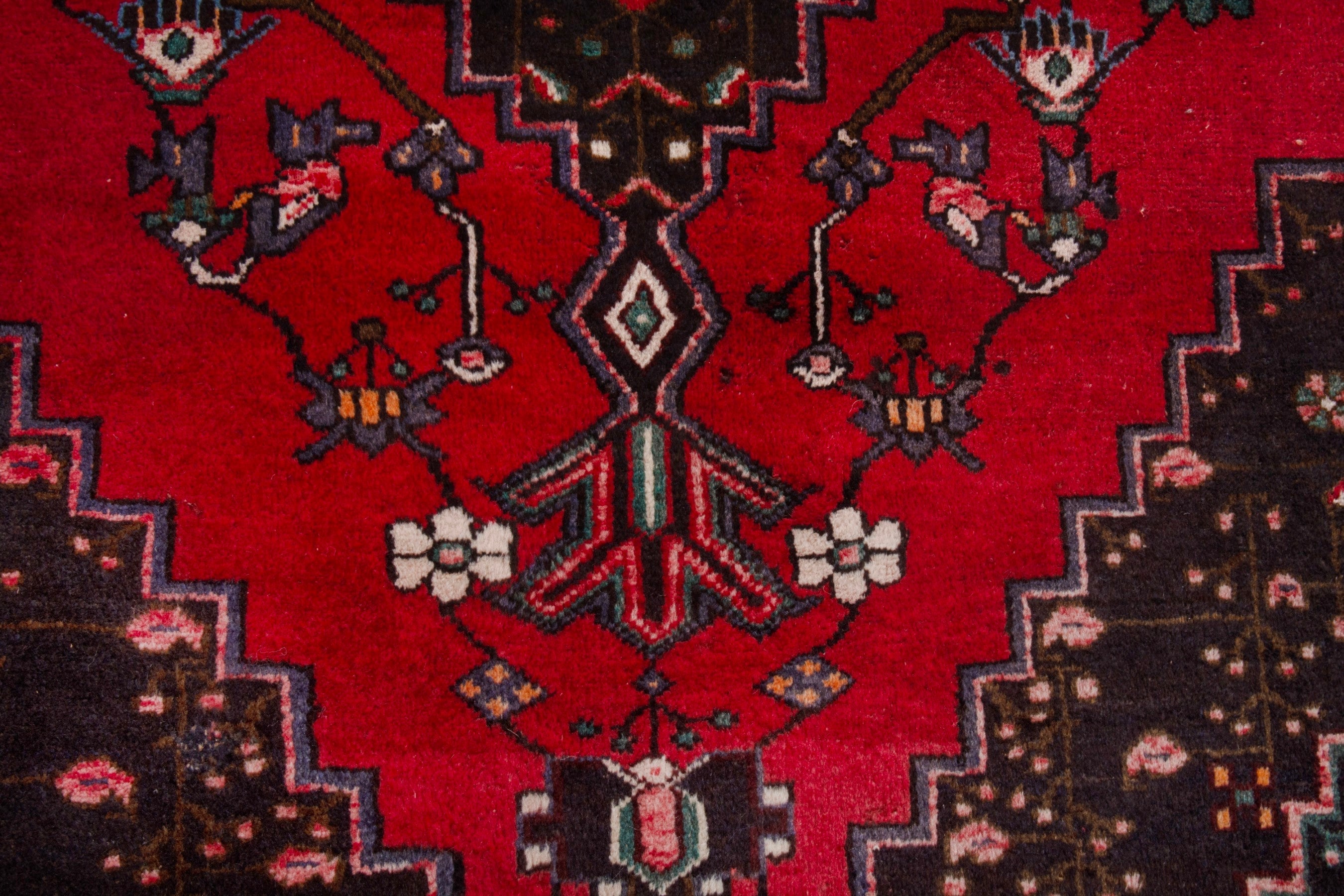 Persian Toyserkan accent rug in deep red and dark brown, view 10 of 17