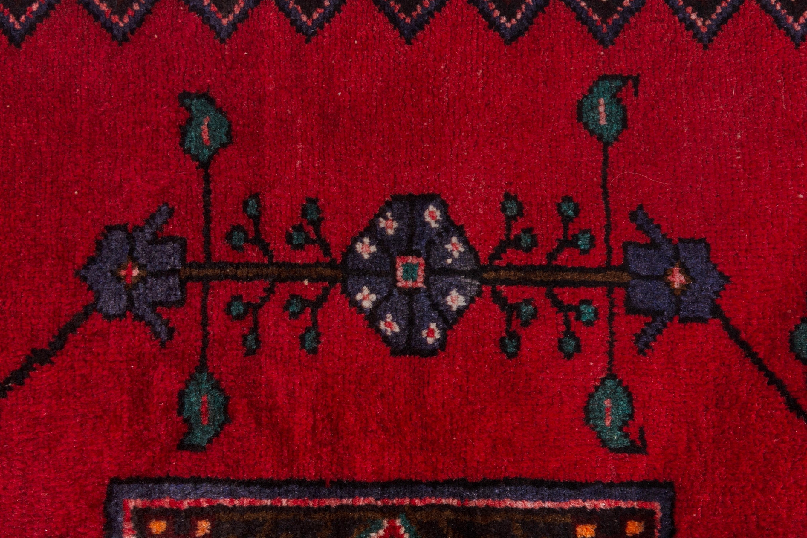 Persian Toyserkan accent rug in deep red and dark brown, view 12 of 17