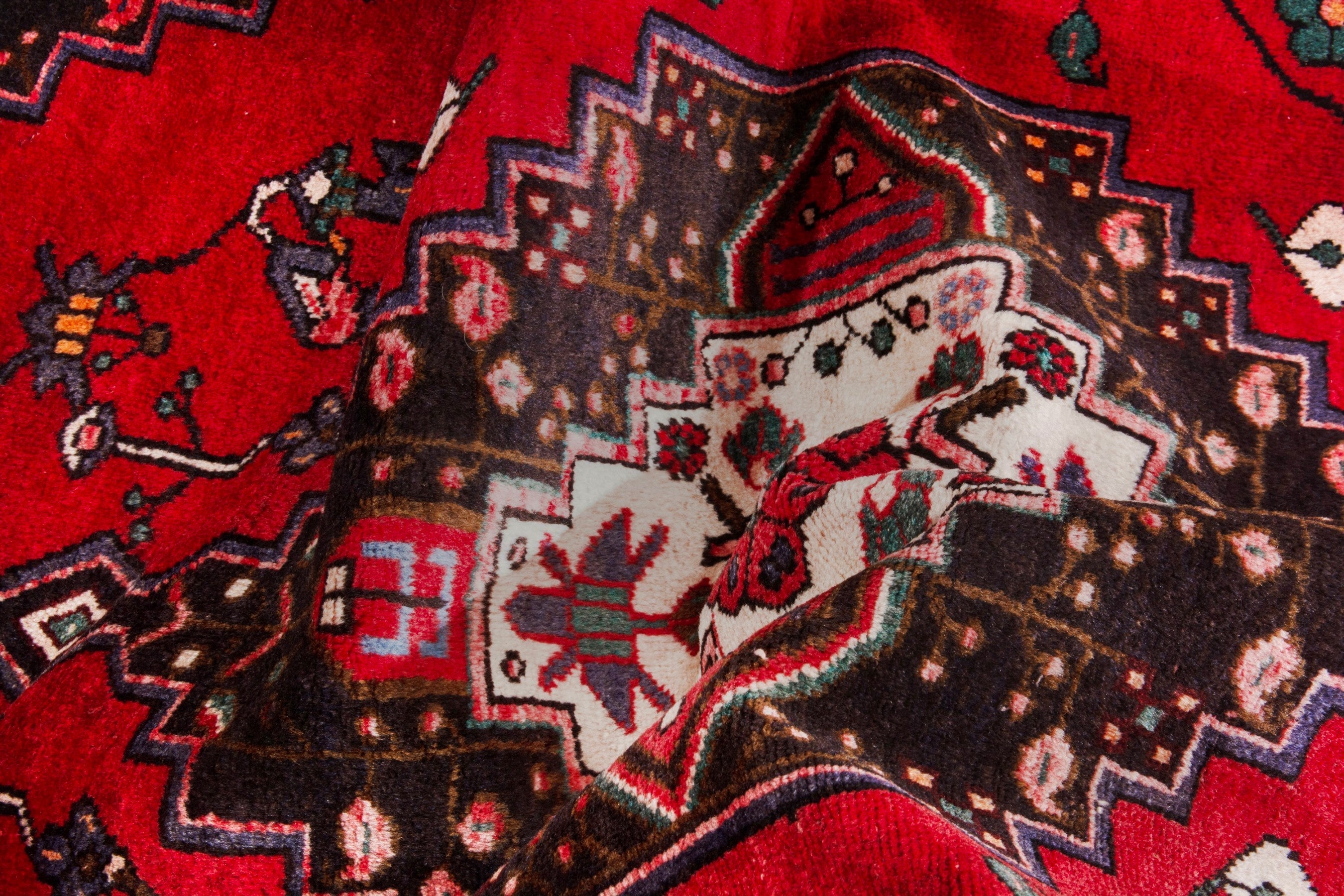 Persian Toyserkan accent rug in deep red and dark brown, view 13 of 17