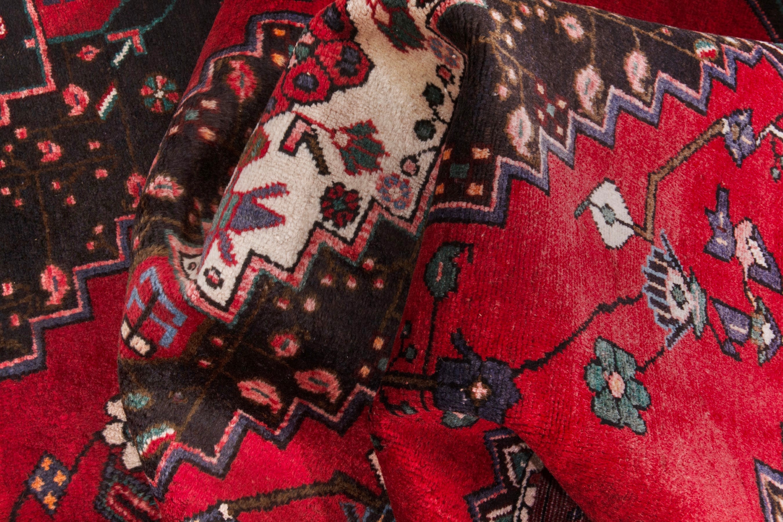 Persian Toyserkan accent rug in deep red and dark brown, view 15 of 17