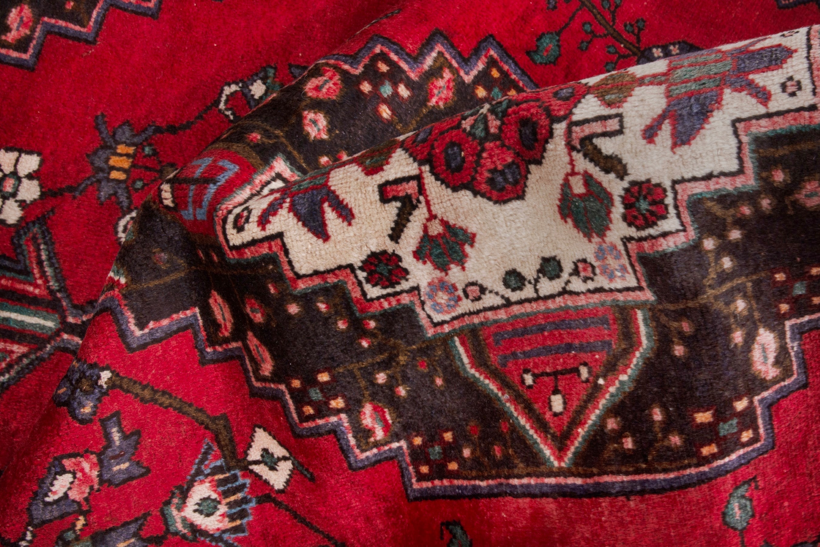Persian Toyserkan accent rug in deep red and dark brown, view 16 of 17