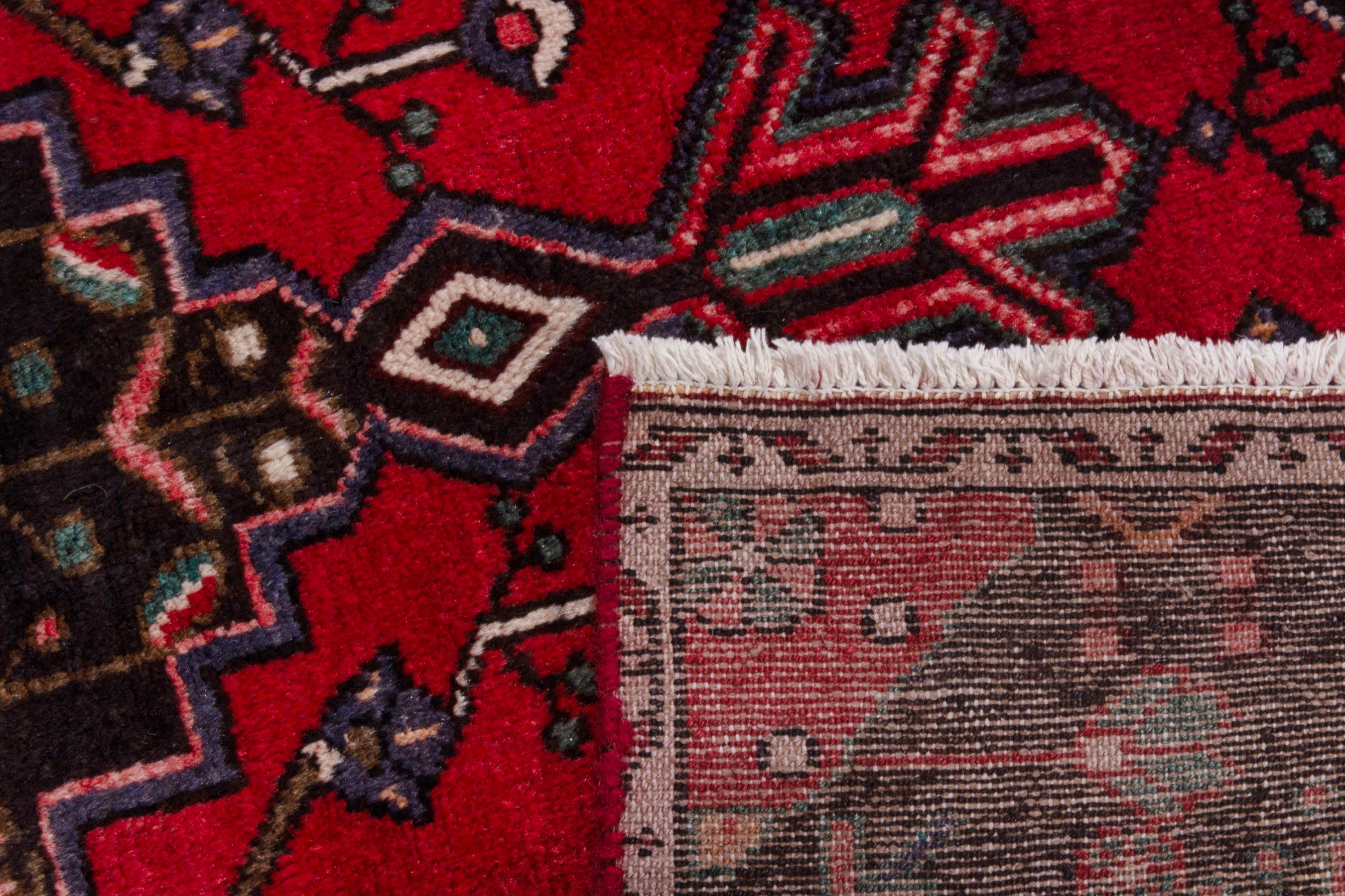 Persian Toyserkan accent rug in deep red and dark brown, view 17 of 17