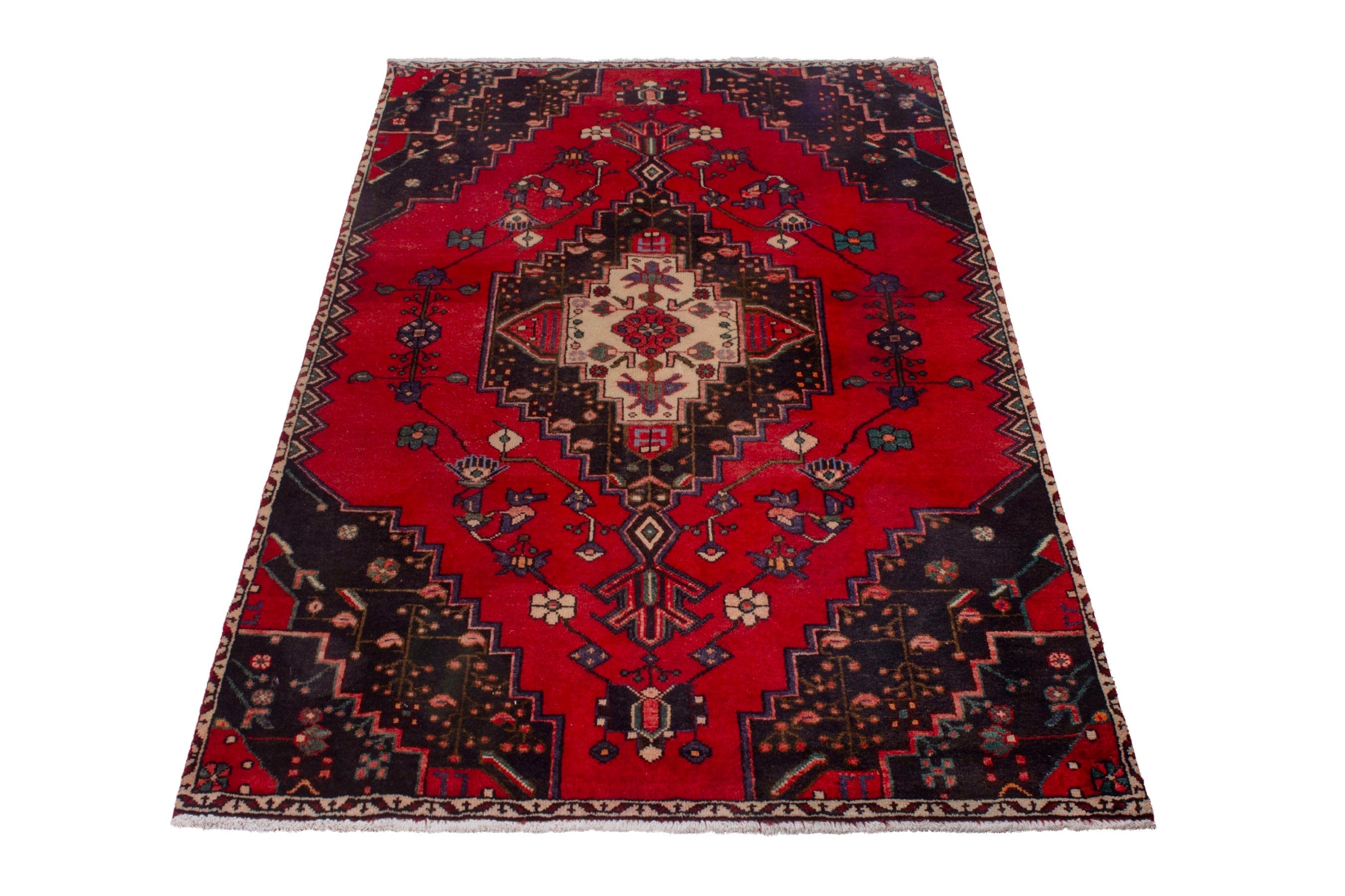 Persian Toyserkan accent rug in deep red and dark brown, view 2 of 17