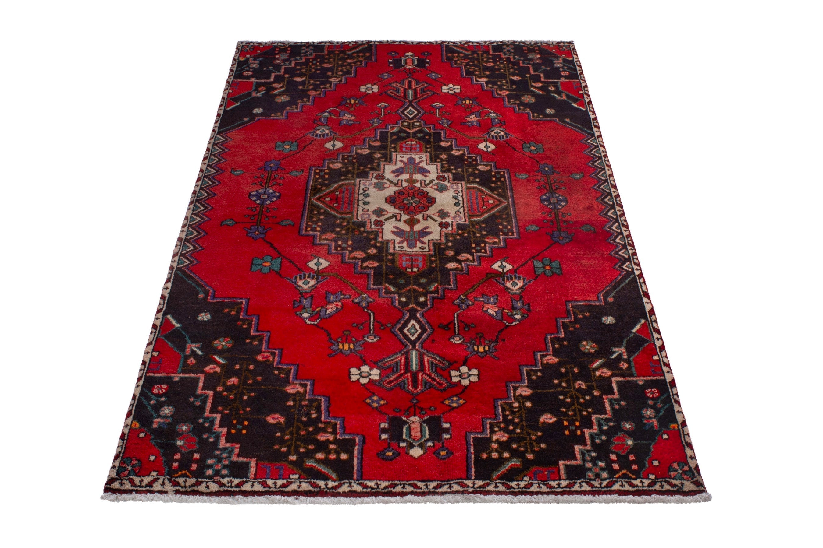 Persian Toyserkan accent rug in deep red and dark brown, view 3 of 17