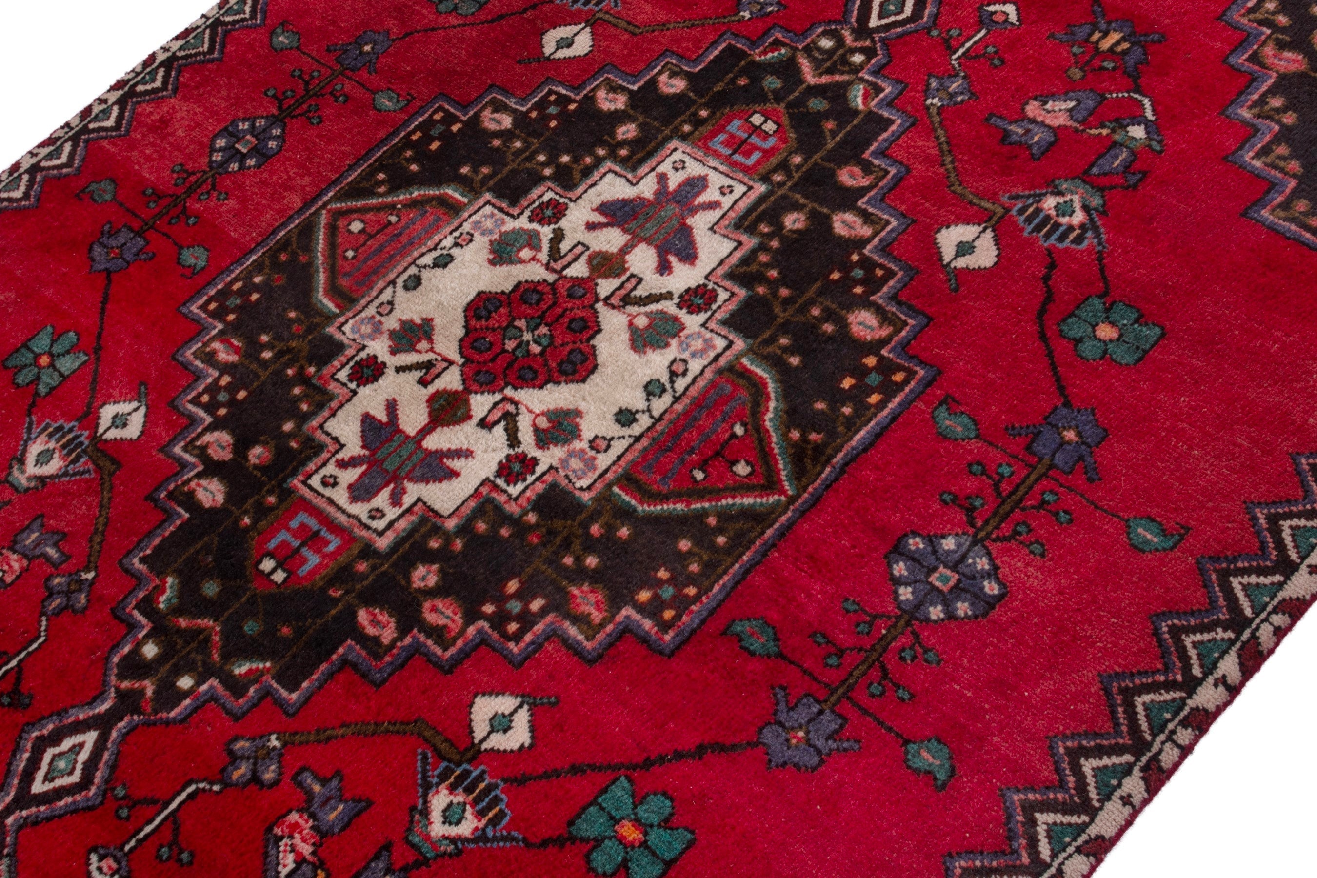 Persian Toyserkan accent rug in deep red and dark brown, view 6 of 17