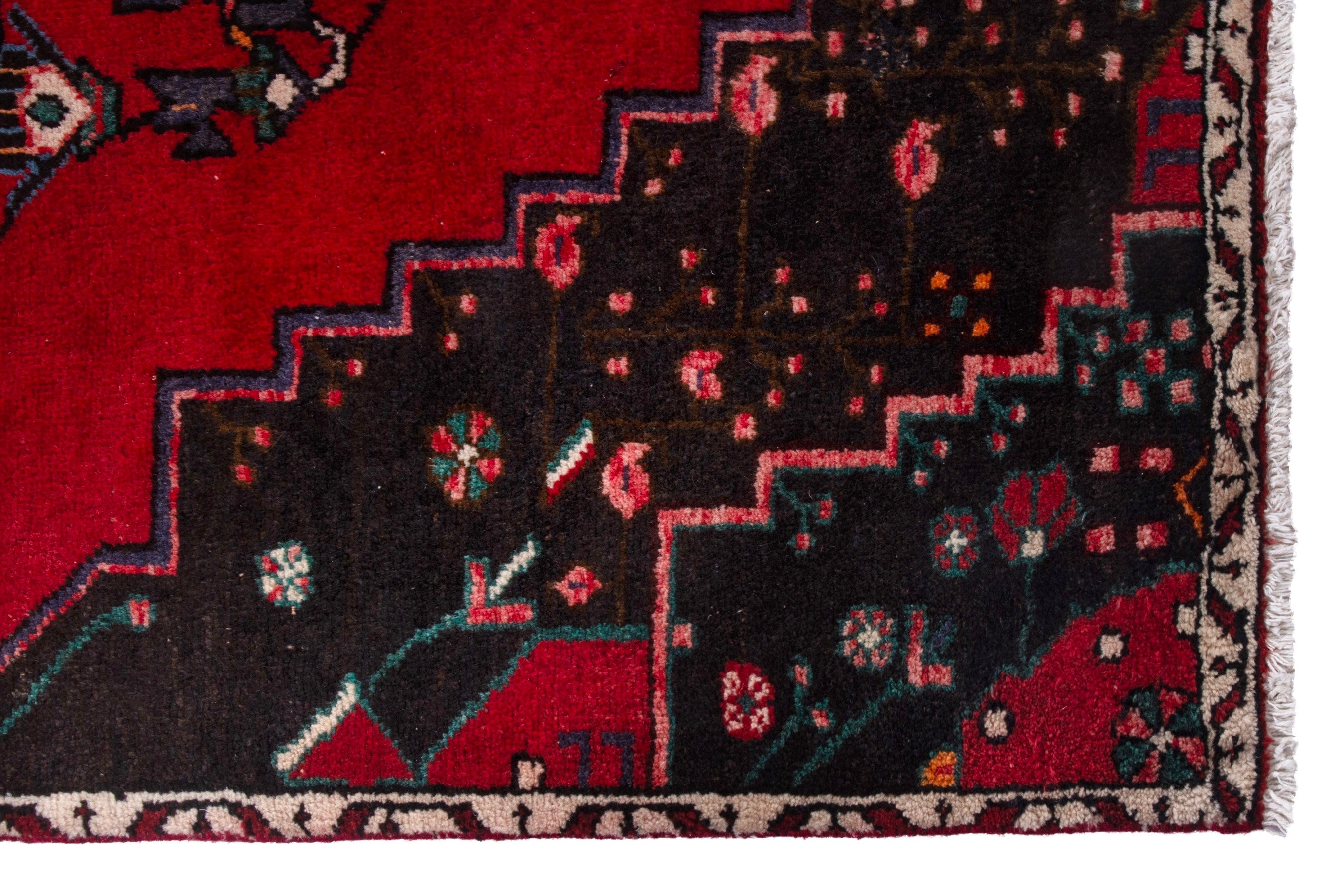 Persian Toyserkan accent rug in deep red and dark brown, view 9 of 17