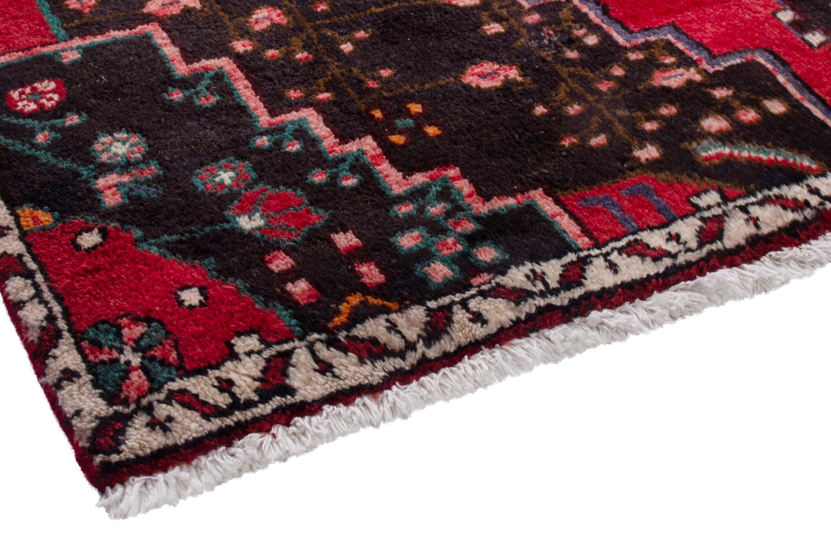 Persian Toyserkan accent rug in deep red and dark brown, view 4 of 17