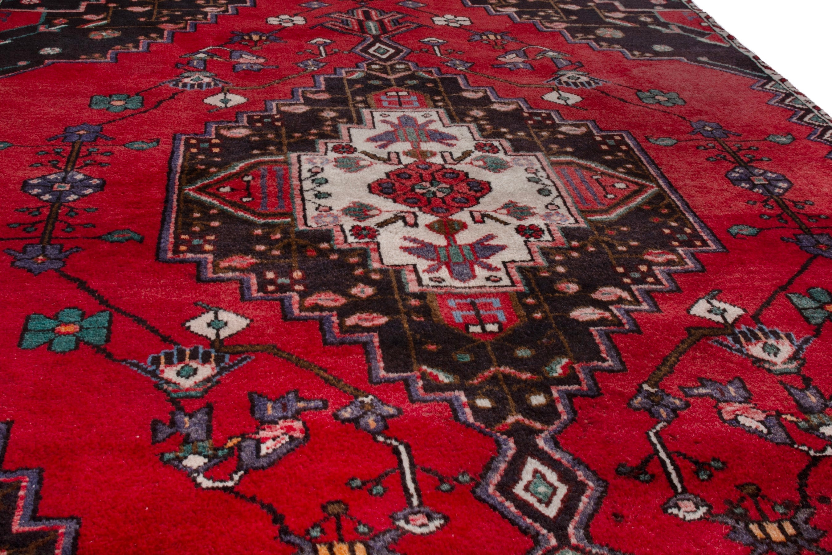 Persian Toyserkan accent rug in deep red and dark brown, view 7 of 17