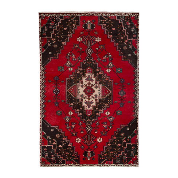 Persian Toyserkan accent rug in deep red and dark brown, 4'3" x 6'7"