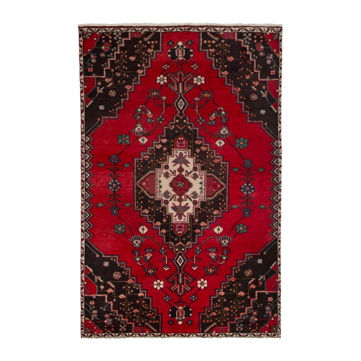 Persian Toyserkan accent rug in deep red and dark brown, 4'3" x 6'7"