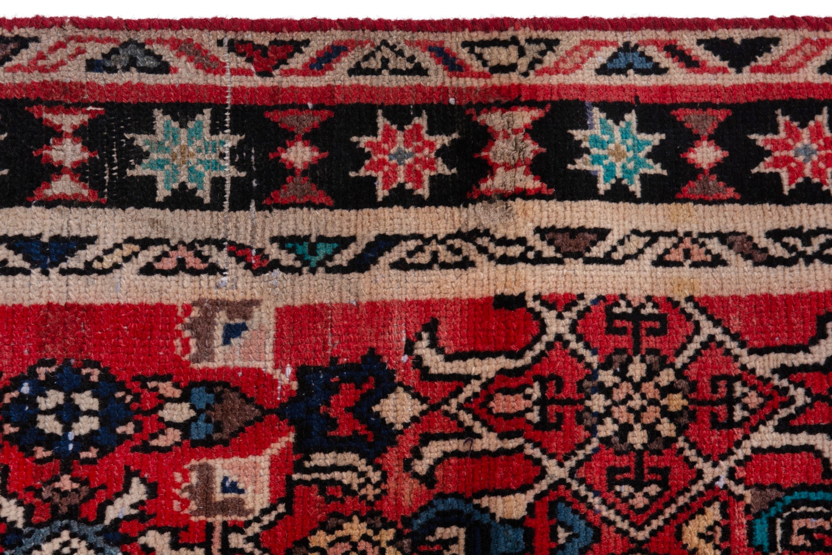 Persian Hamedan runner rug in deep red and burgundy, view 11 of 16