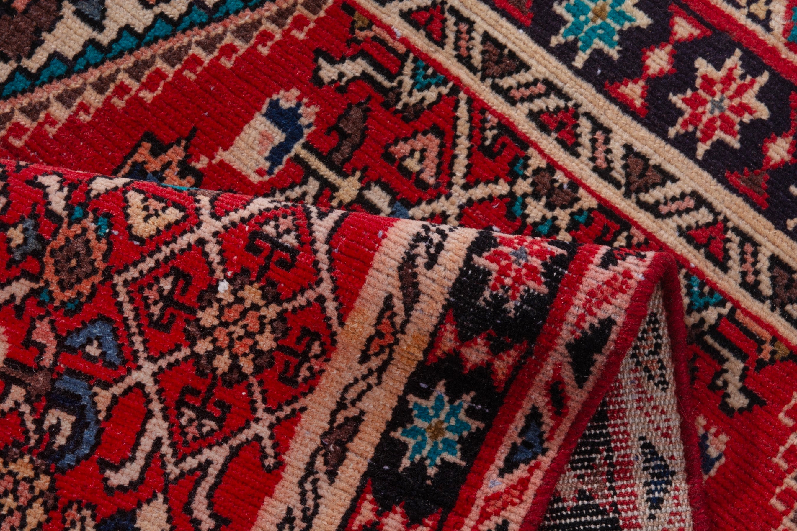 Persian Hamedan runner rug in deep red and burgundy, view 14 of 16