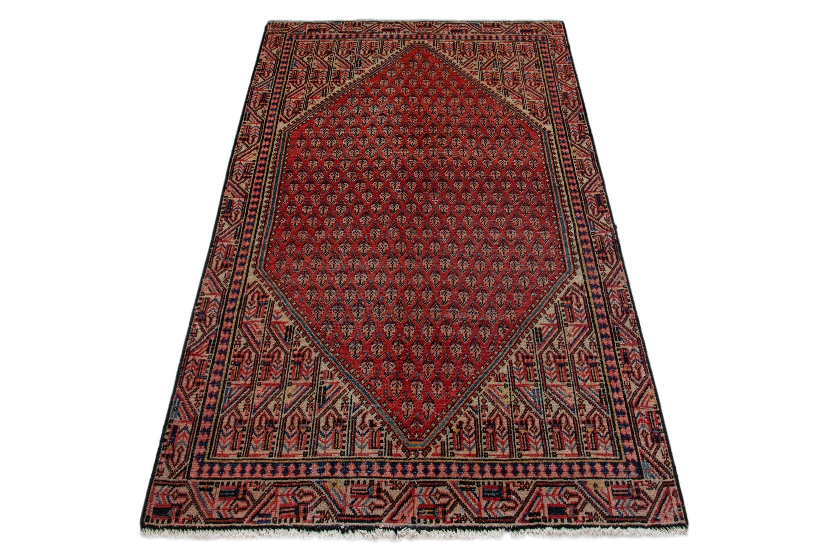 Persian Arak area rug in deep red and rust, view 2 of 18