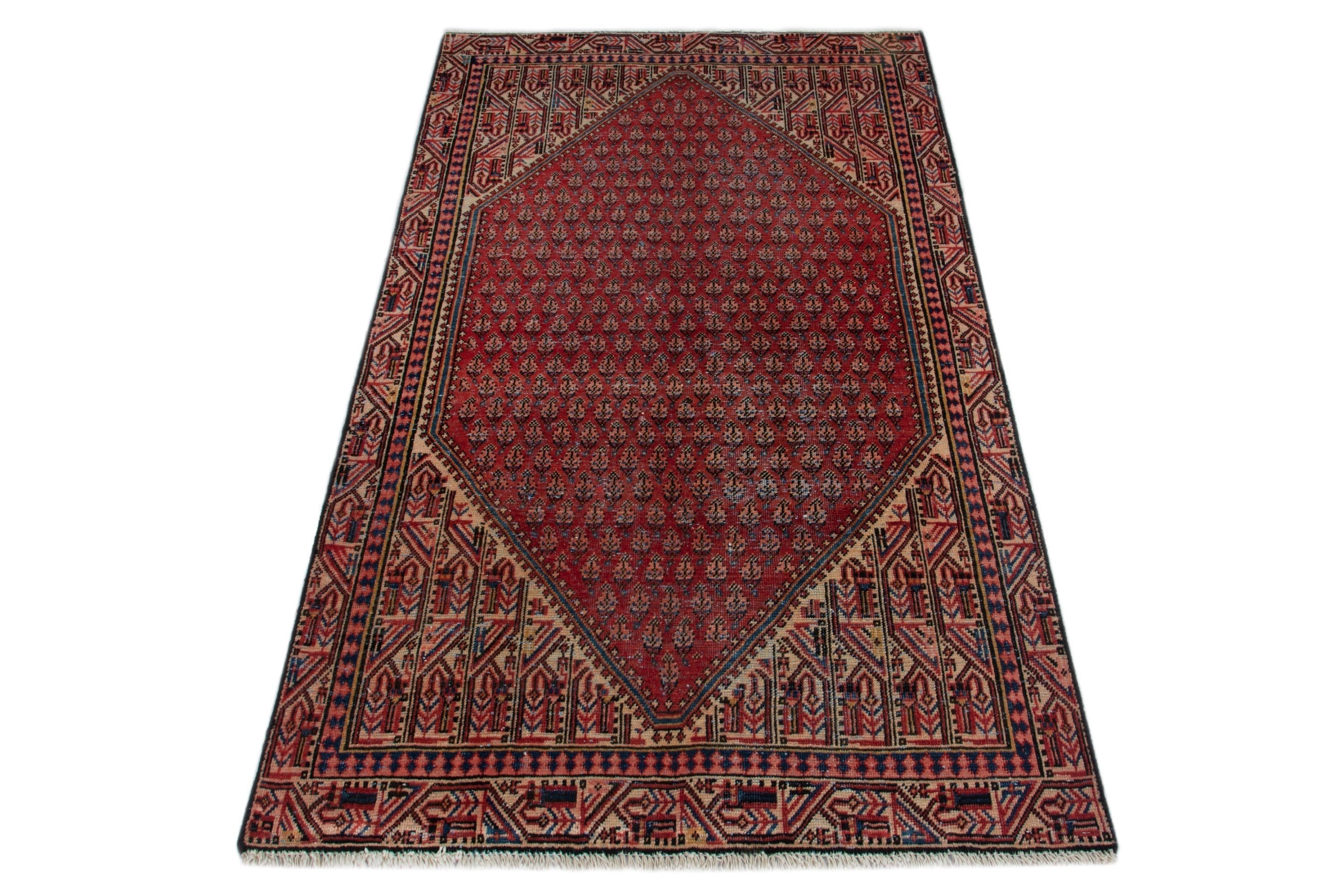 Persian Arak area rug in deep red and rust, view 3 of 18