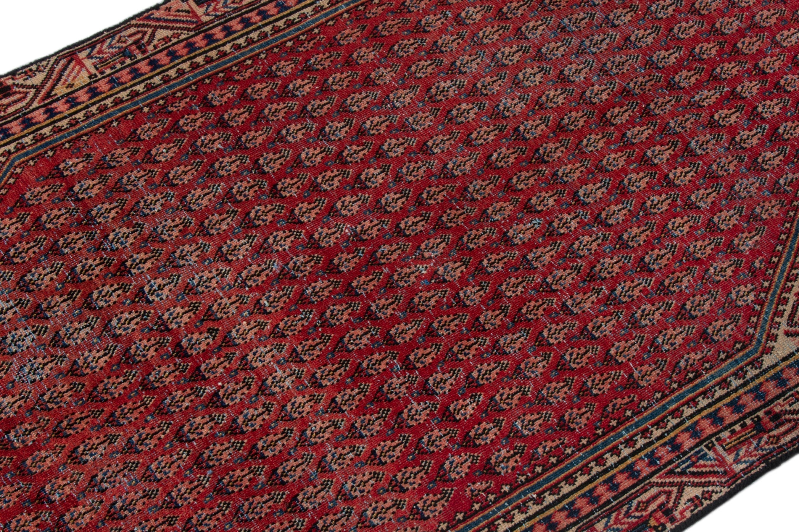Persian Arak area rug in deep red and rust, view 6 of 18