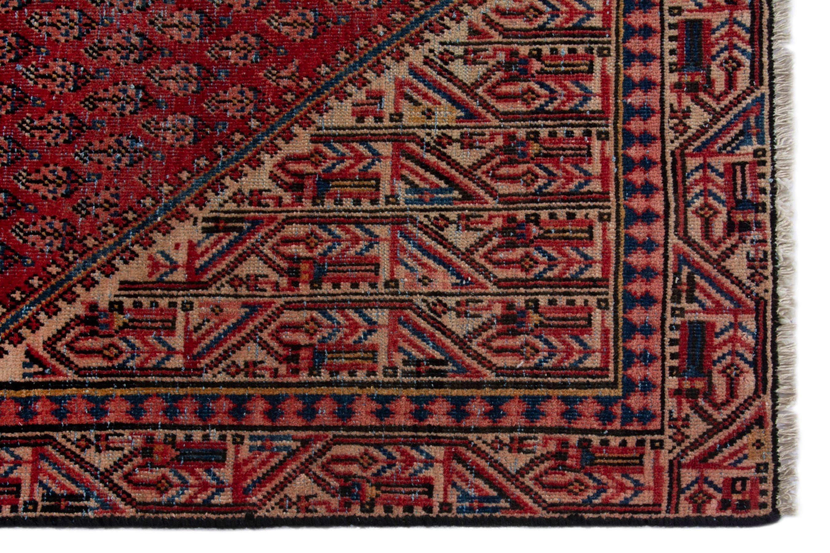 Persian Arak area rug in deep red and rust, view 9 of 18