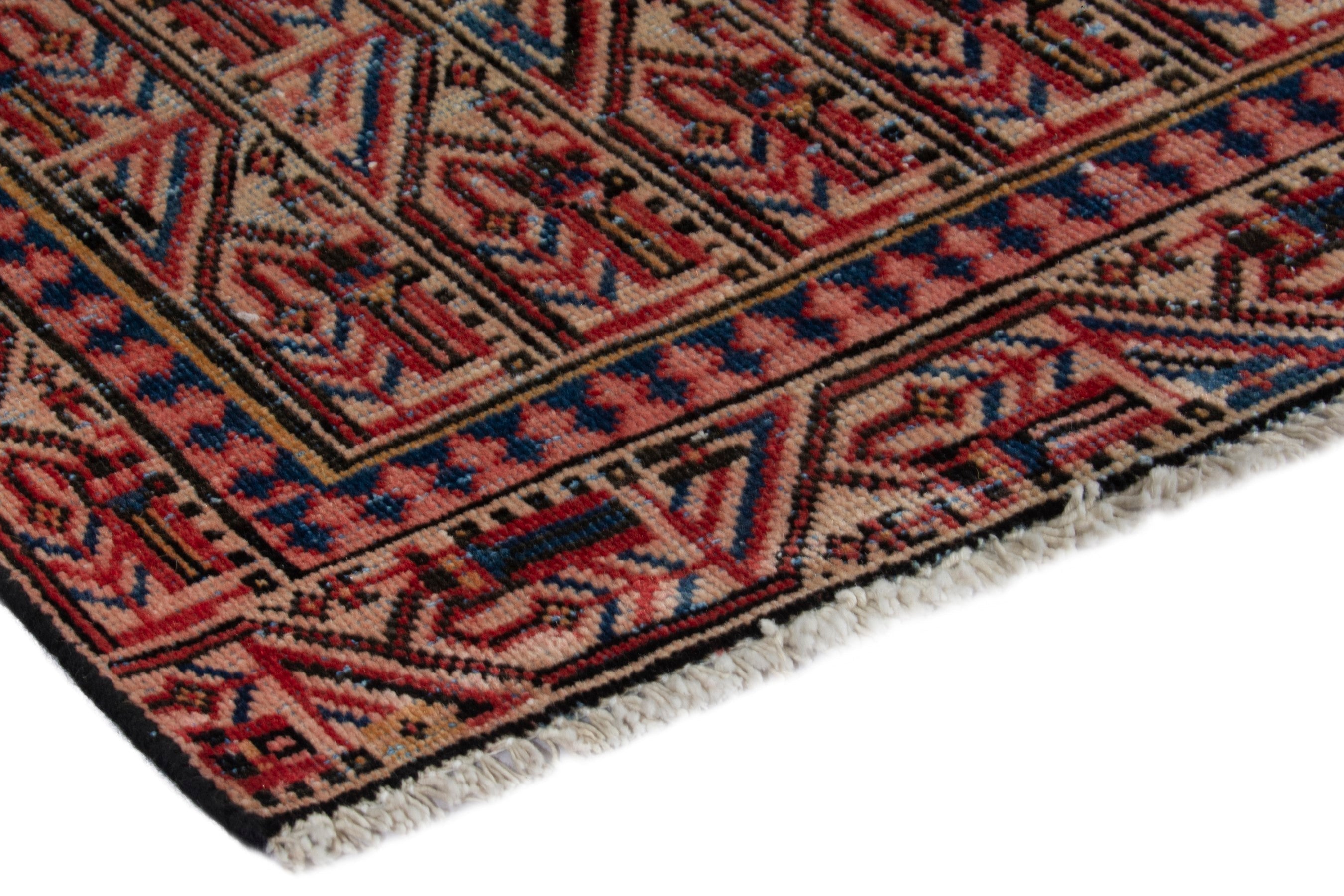 Persian Arak area rug in deep red and rust, view 4 of 18