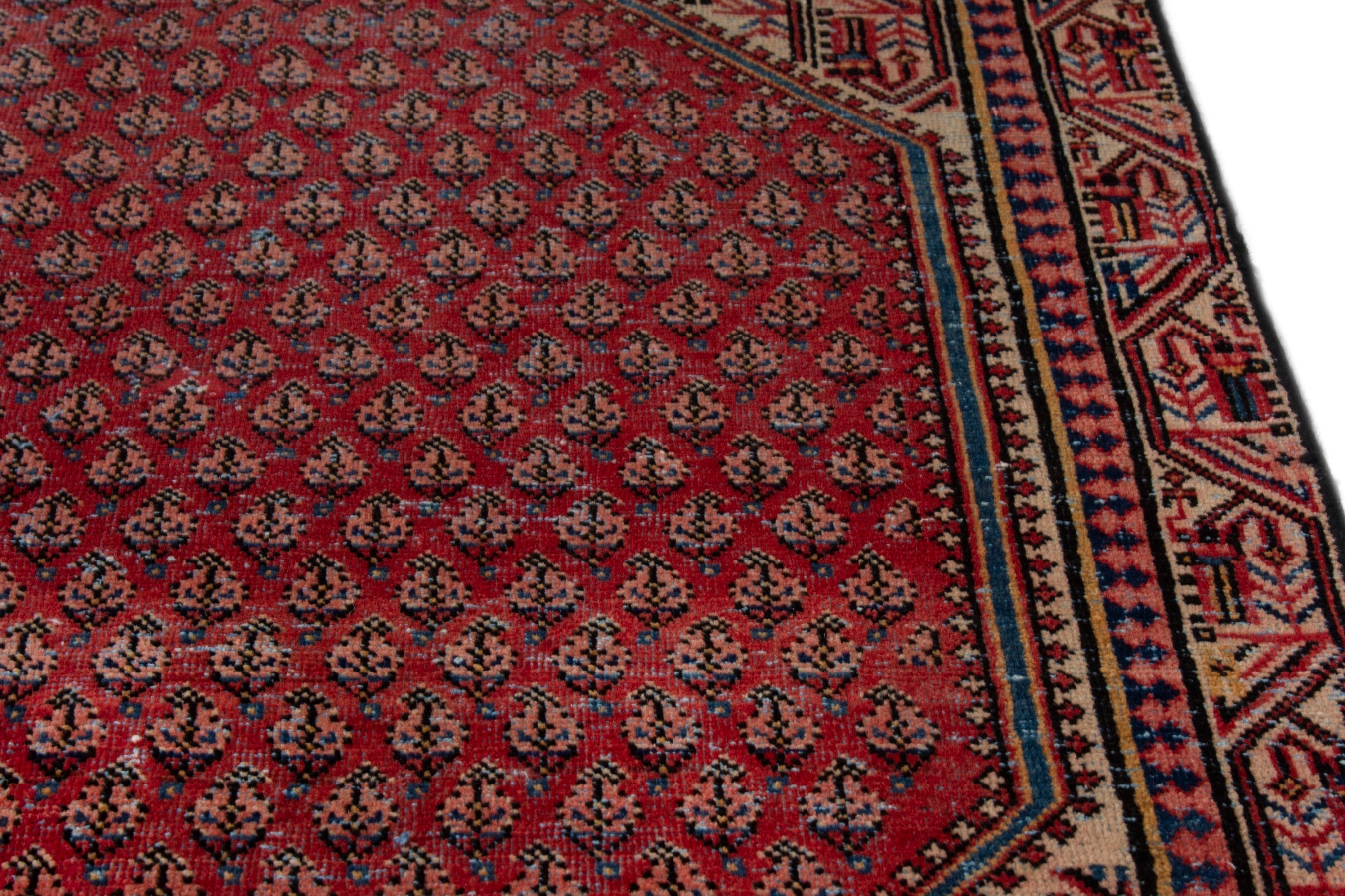 Persian Arak area rug in deep red and rust, view 8 of 18