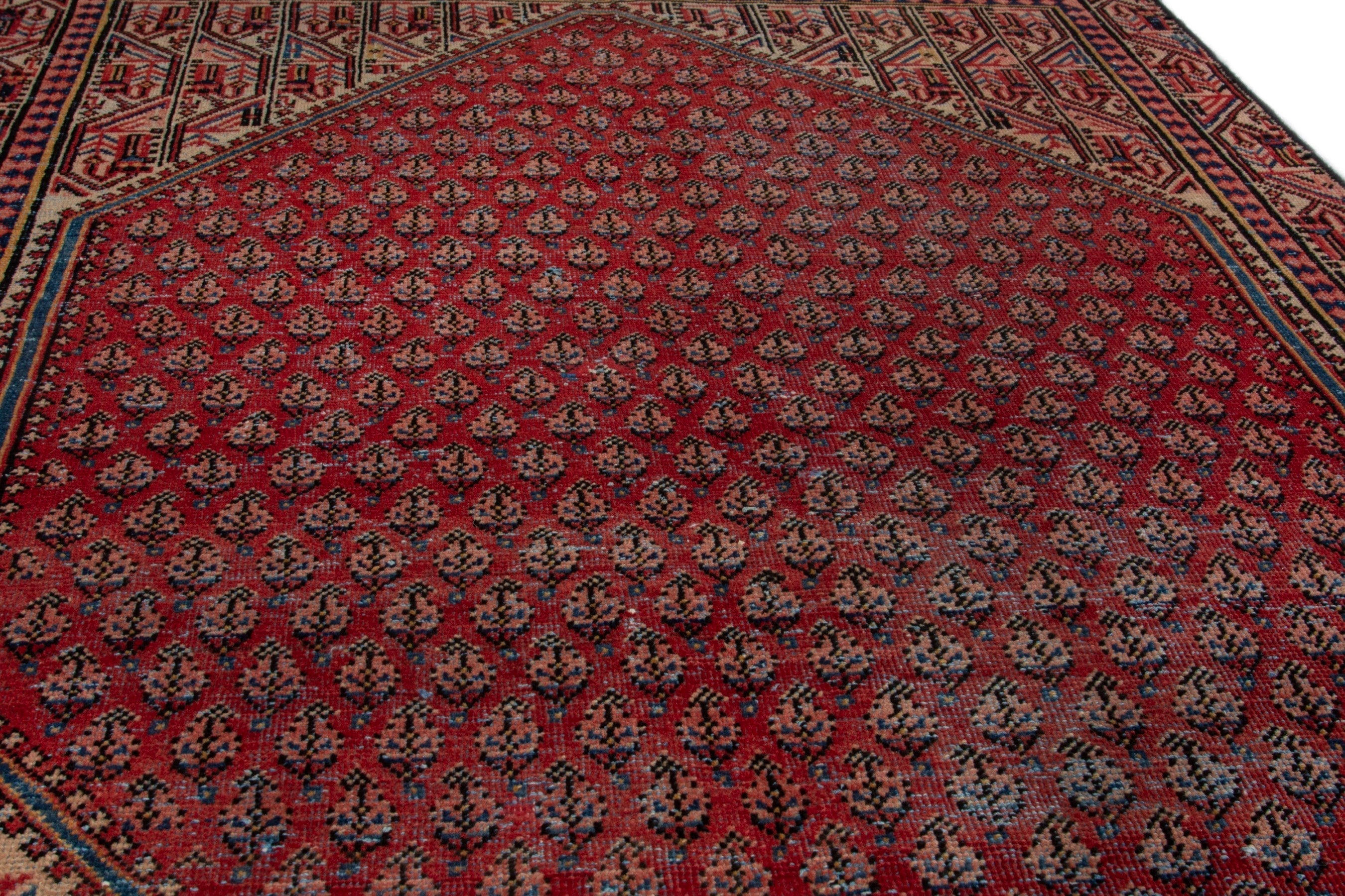 Persian Arak area rug in deep red and rust, view 7 of 18