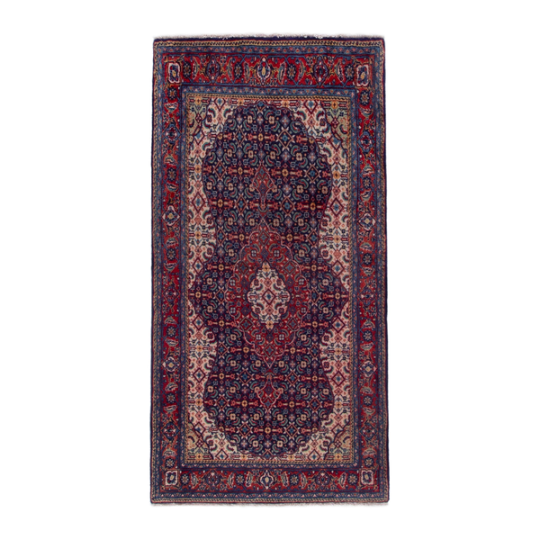 Persian Mahal area rug in navy and deep red, 3'5" x 6'8"