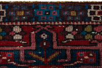 Persian Gharajeh runner rug in faded red and navy, view 13 of 17