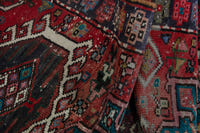 Persian Gharajeh runner rug in faded red and navy, view 15 of 17