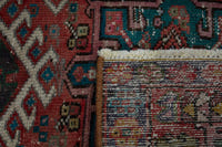 Persian Gharajeh runner rug in faded red and navy, view 17 of 17