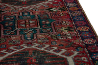 Persian Gharajeh runner rug in faded red and navy, view 8 of 17