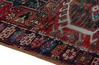 Persian Gharajeh runner rug in faded red and navy, view 9 of 17