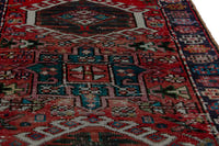Persian Gharajeh runner rug in faded red and navy, view 10 of 17