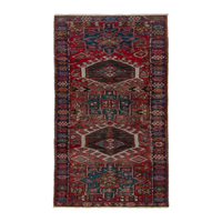 Persian Gharajeh runner rug in faded red and navy, 2' x 5'10"