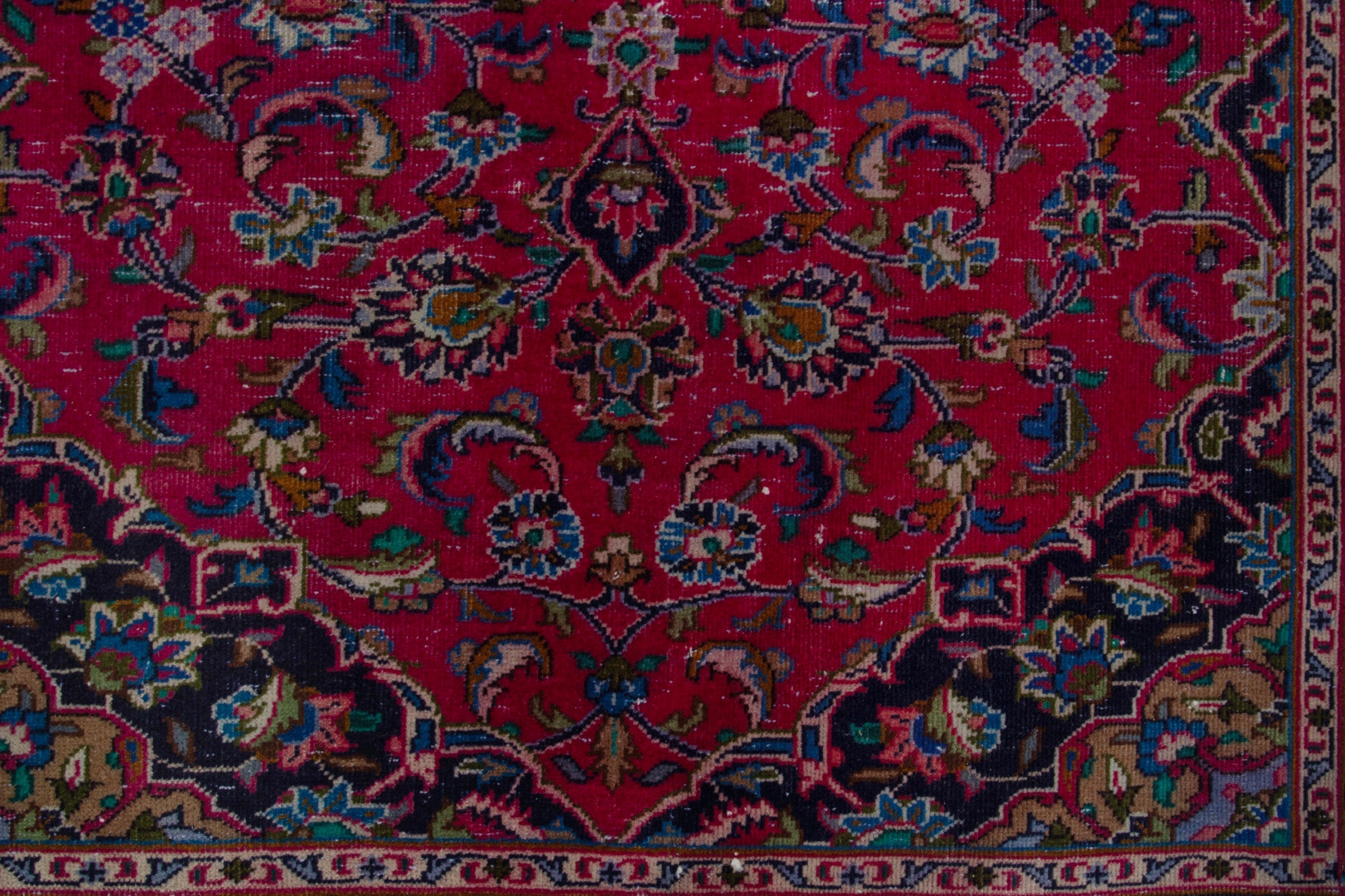 Persian Kashmar area rug in burgundy and navy, view 10 of 18