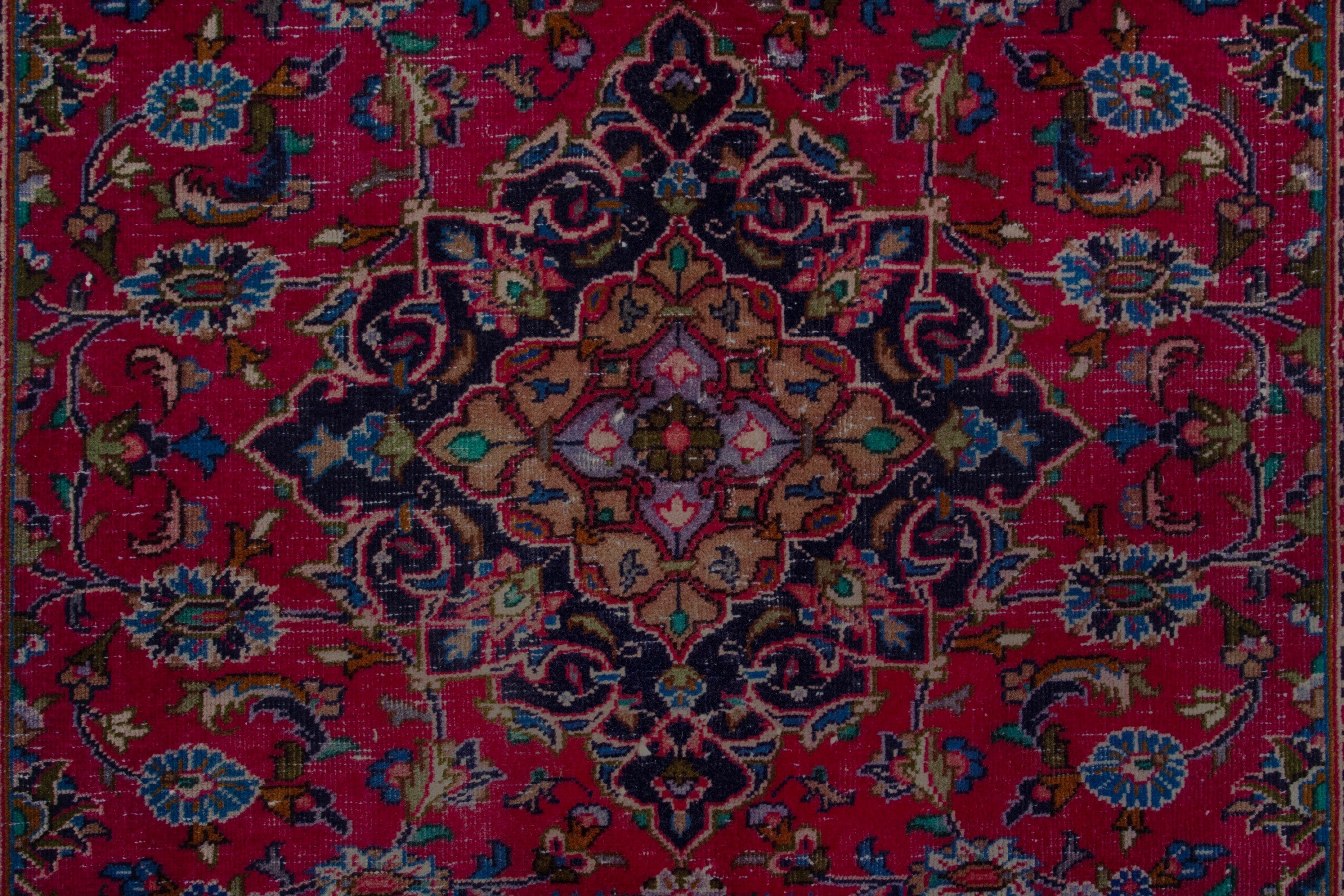 Persian Kashmar area rug in burgundy and navy, view 11 of 18