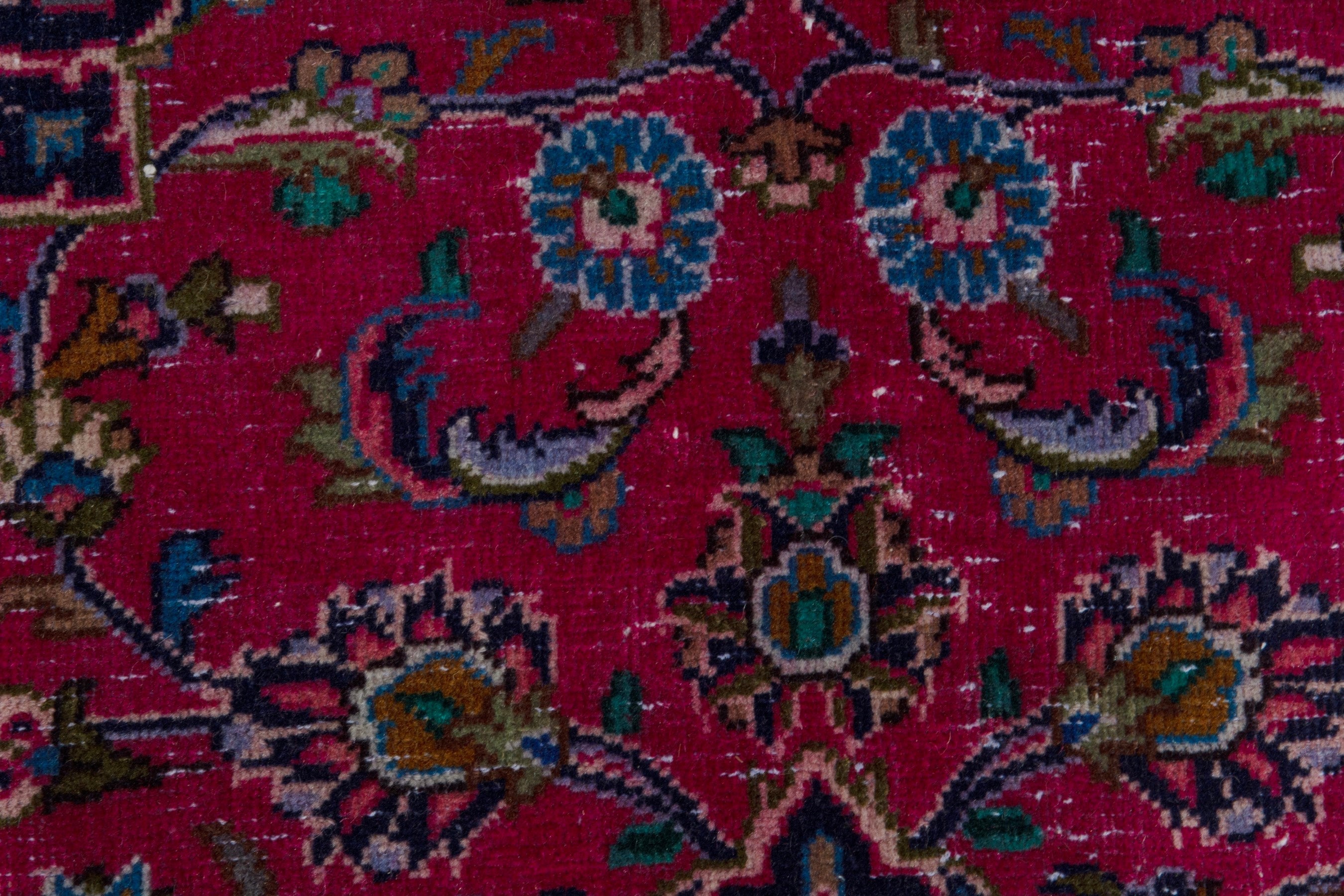 Persian Kashmar area rug in burgundy and navy, view 13 of 18